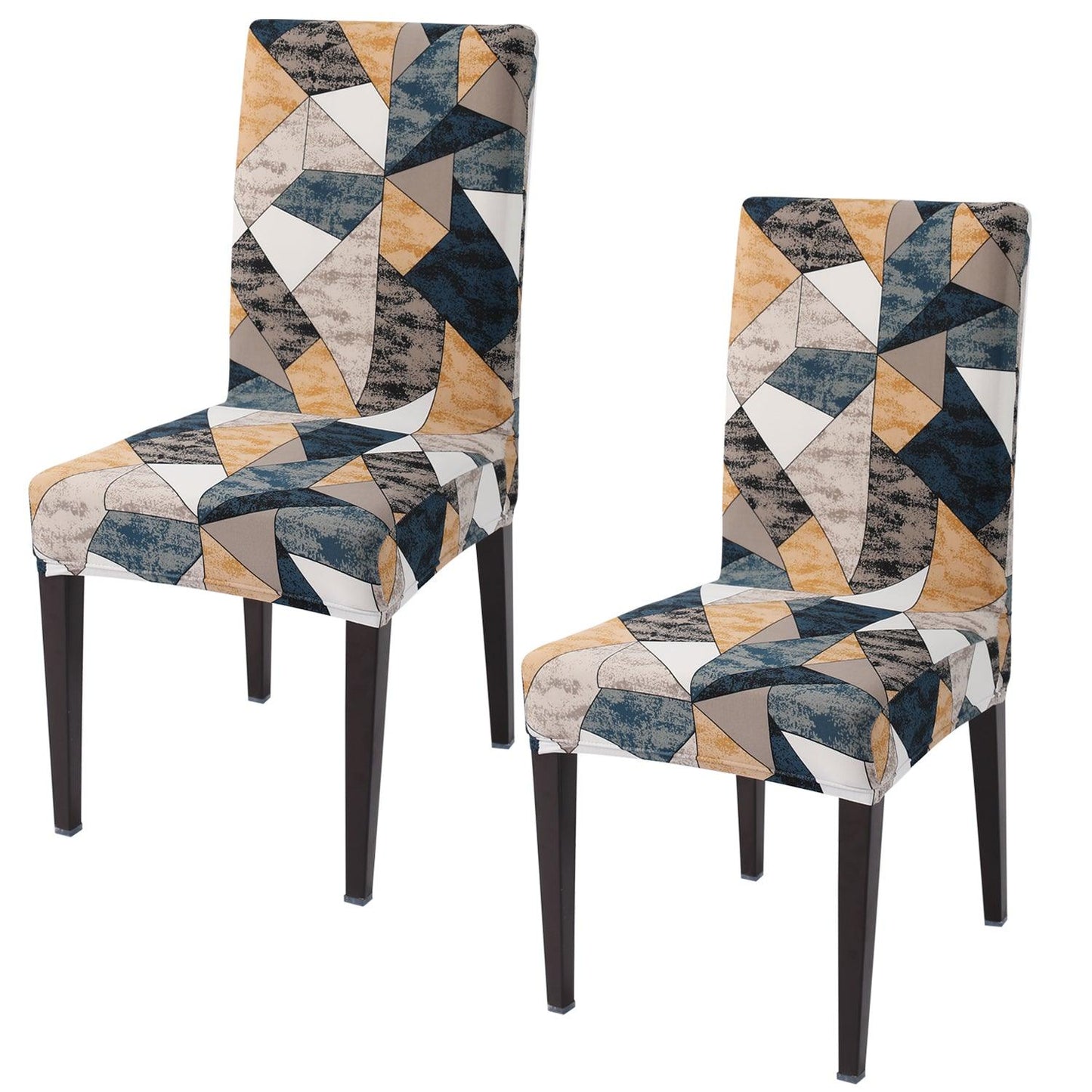 Multicolor Geometric print elastic chair covers set of 2 | Hokipo