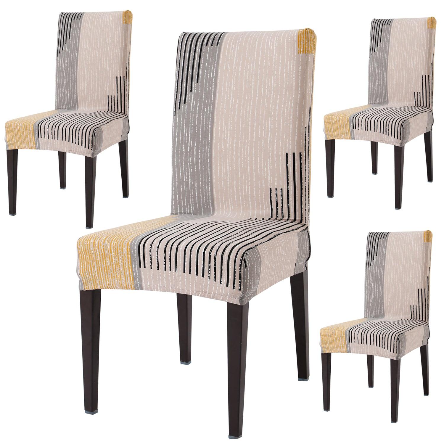 Multicolor linear lines dining chair covers set of 4