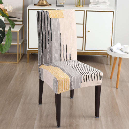 Multicolor linear lines chair covers Set