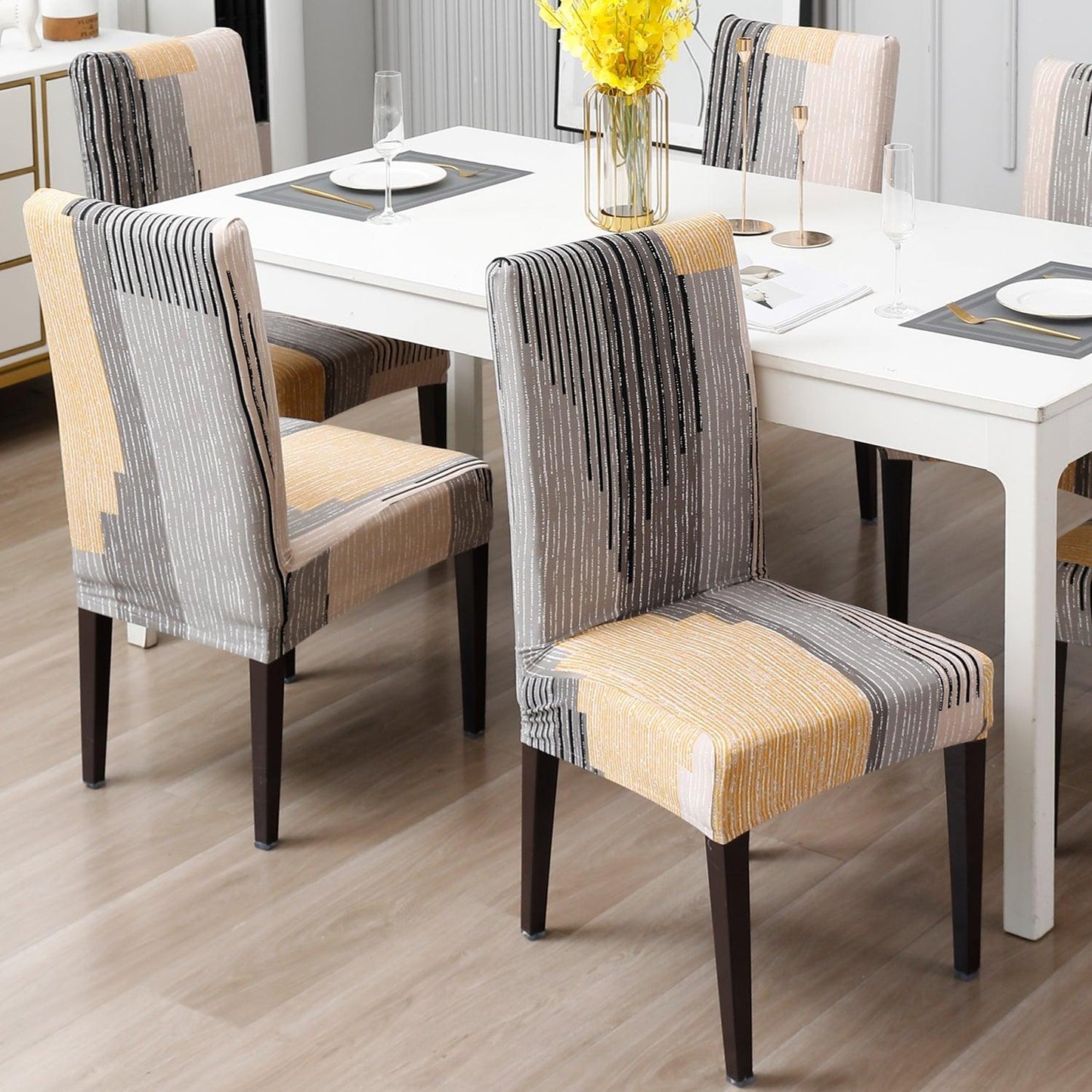 Multicolor linear lines stylish chair cover