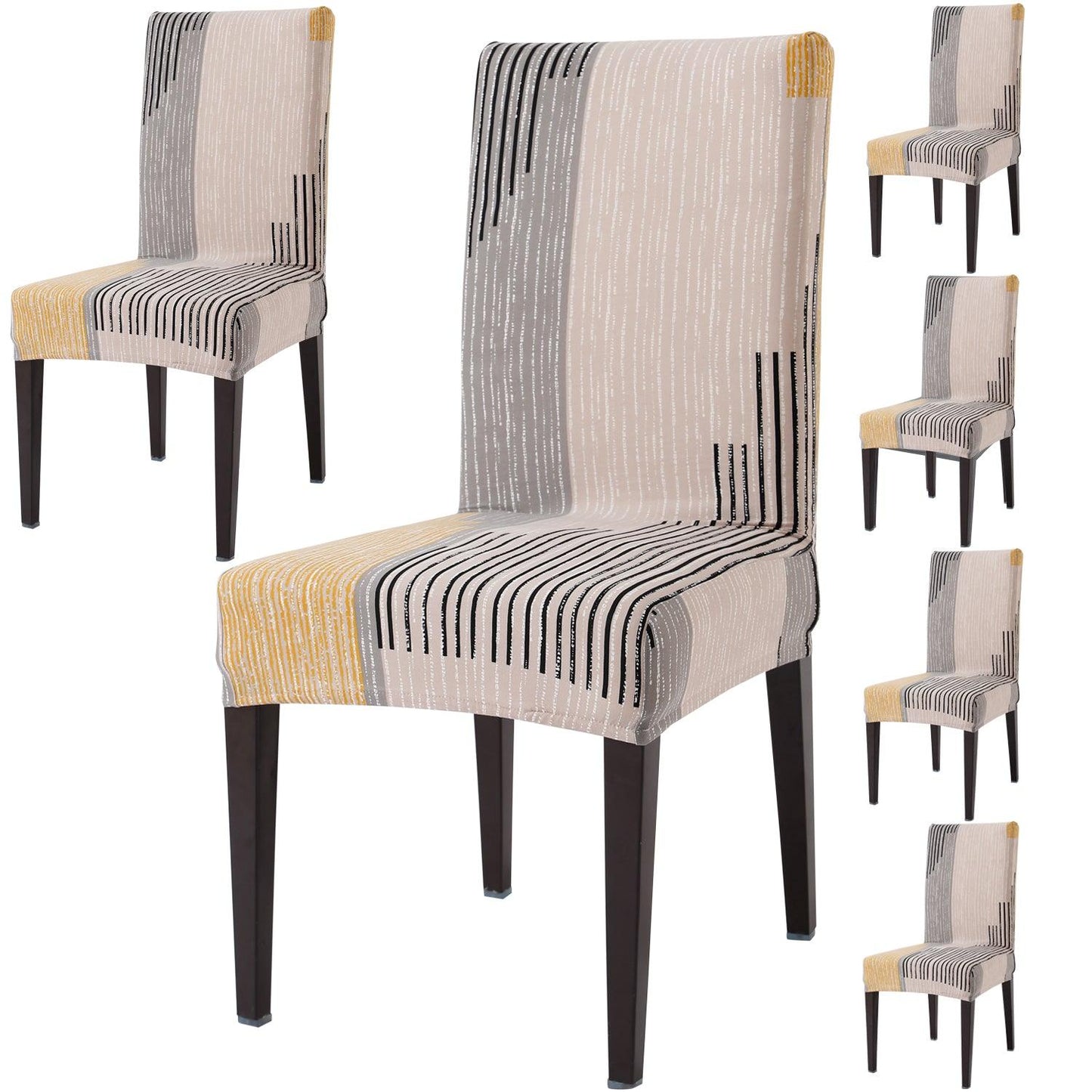 Multicolor linear lines dining chair covers set of 6