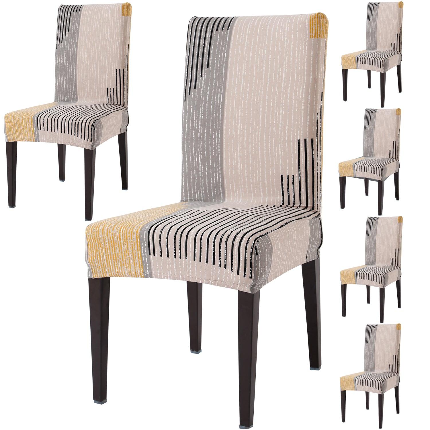 Multicolor linear lines dining chair covers set of 6
