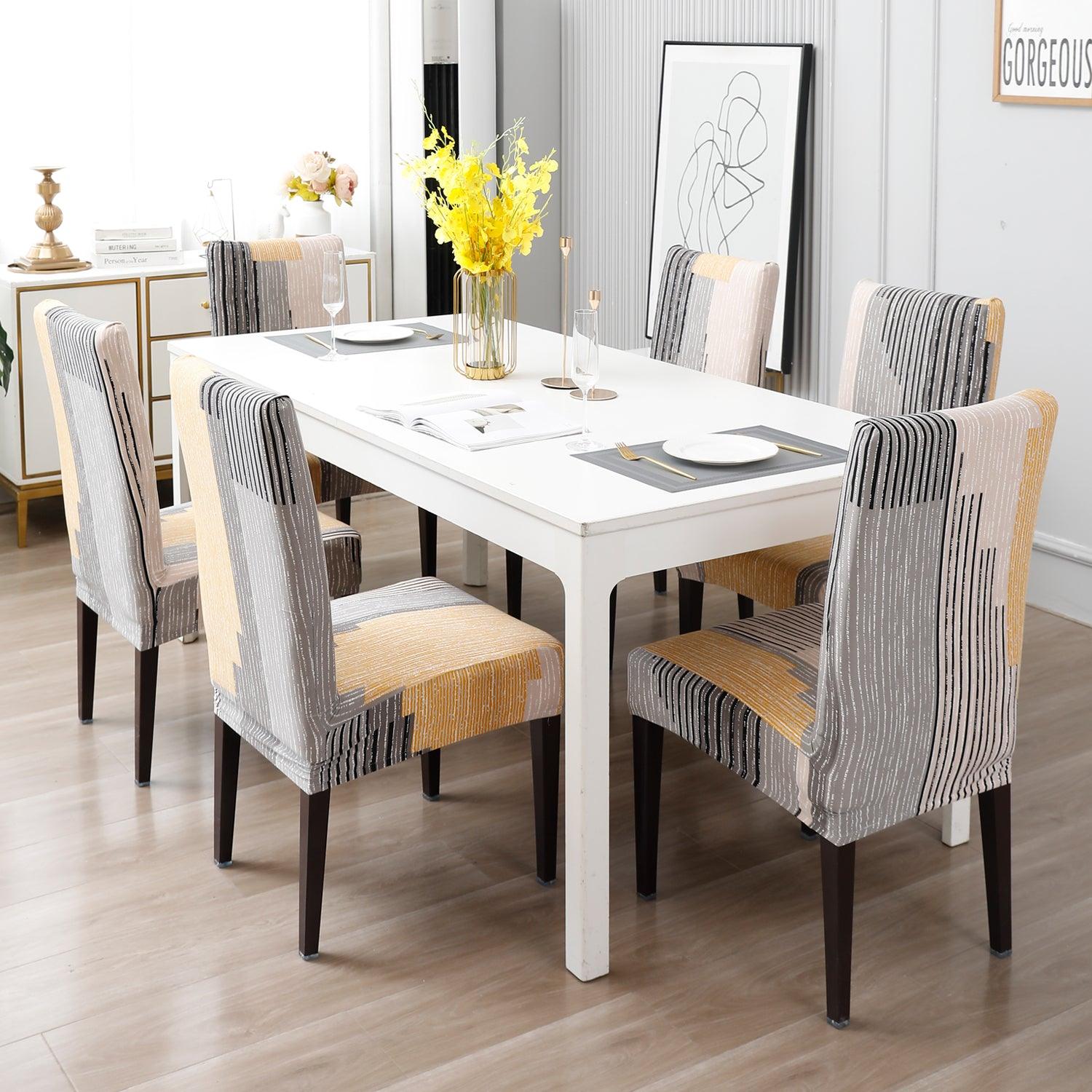 Multicolor linear lines chair Covers in set of 1,2,4, & 6 (edited)