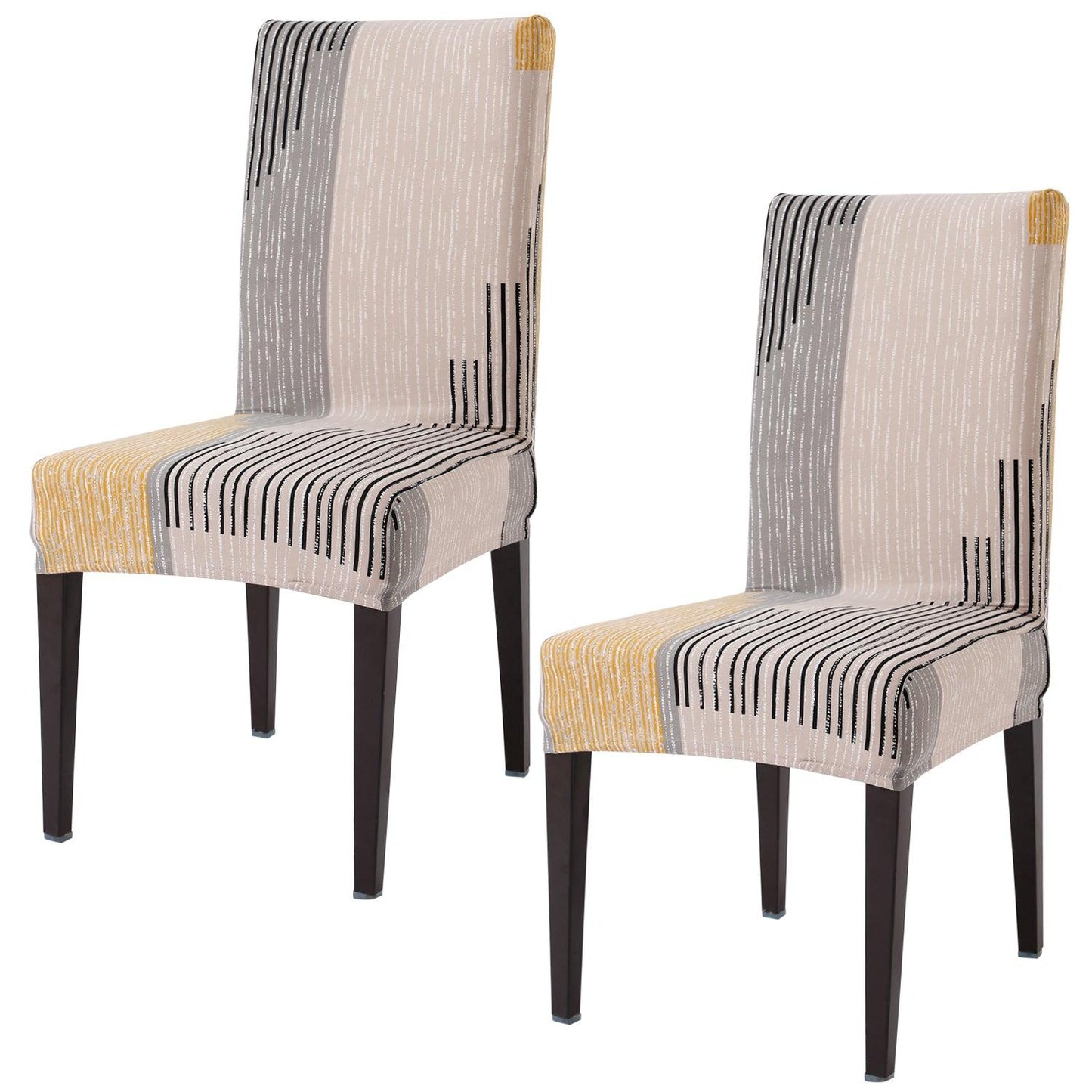 Multicolor linear lines elastic chair covers set of 2