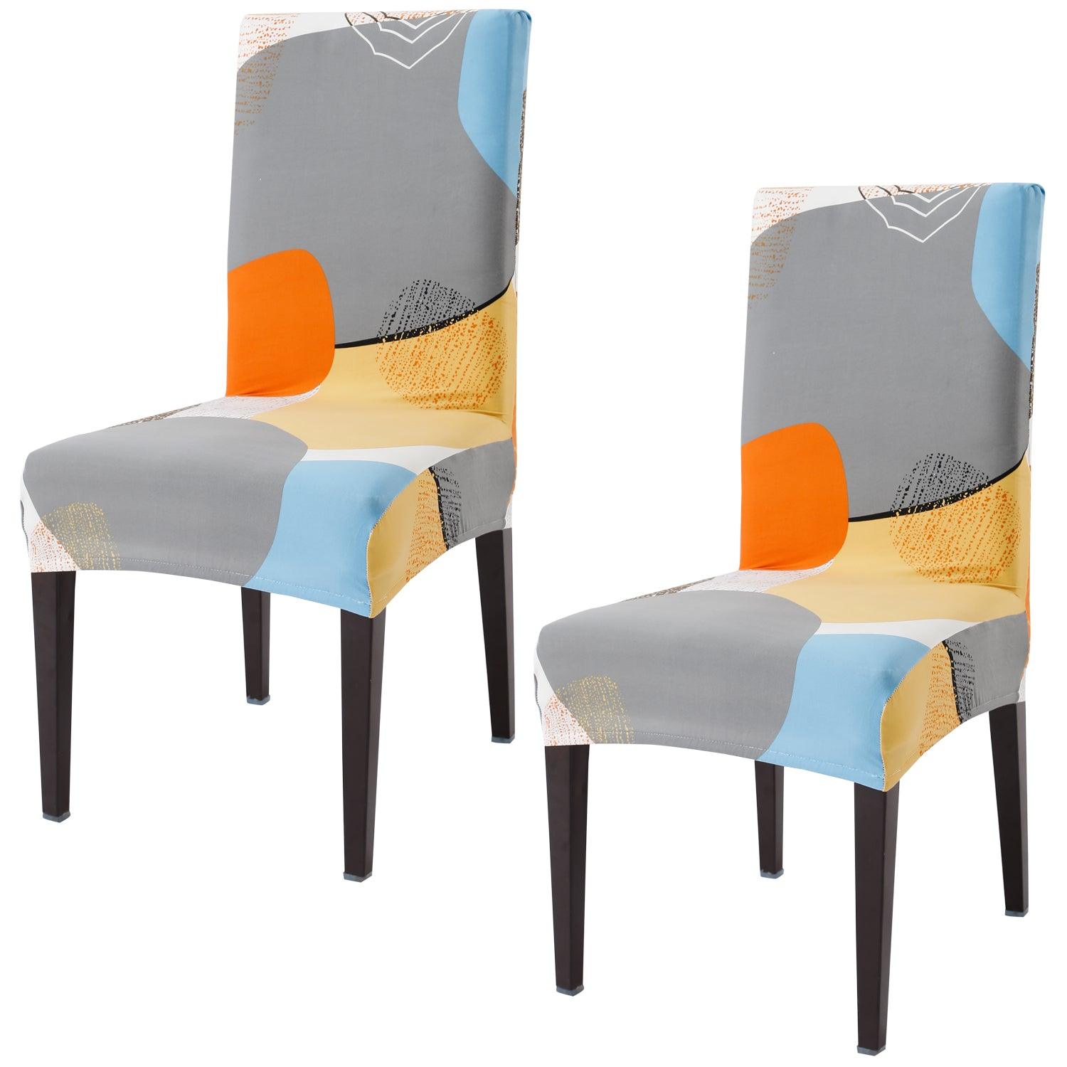 Multicolor Pebbles elastic chair covers set of 2