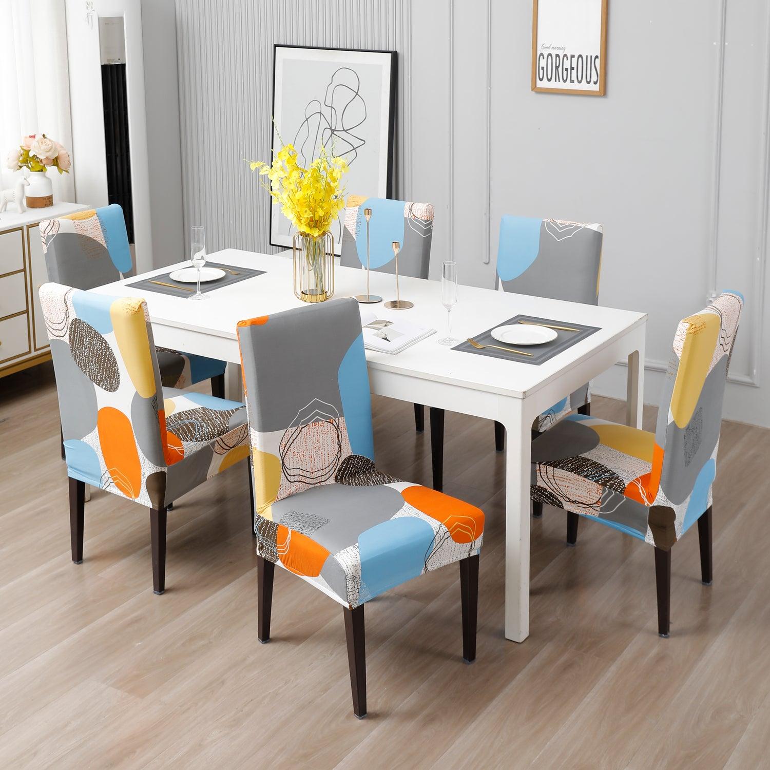 Multicolor Pebbles dining table chair covers