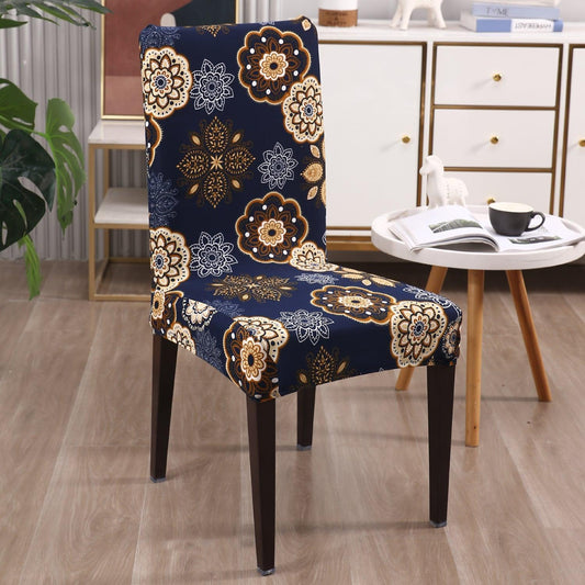 Navy Blue Mandala print chair covers Set | Hokipo