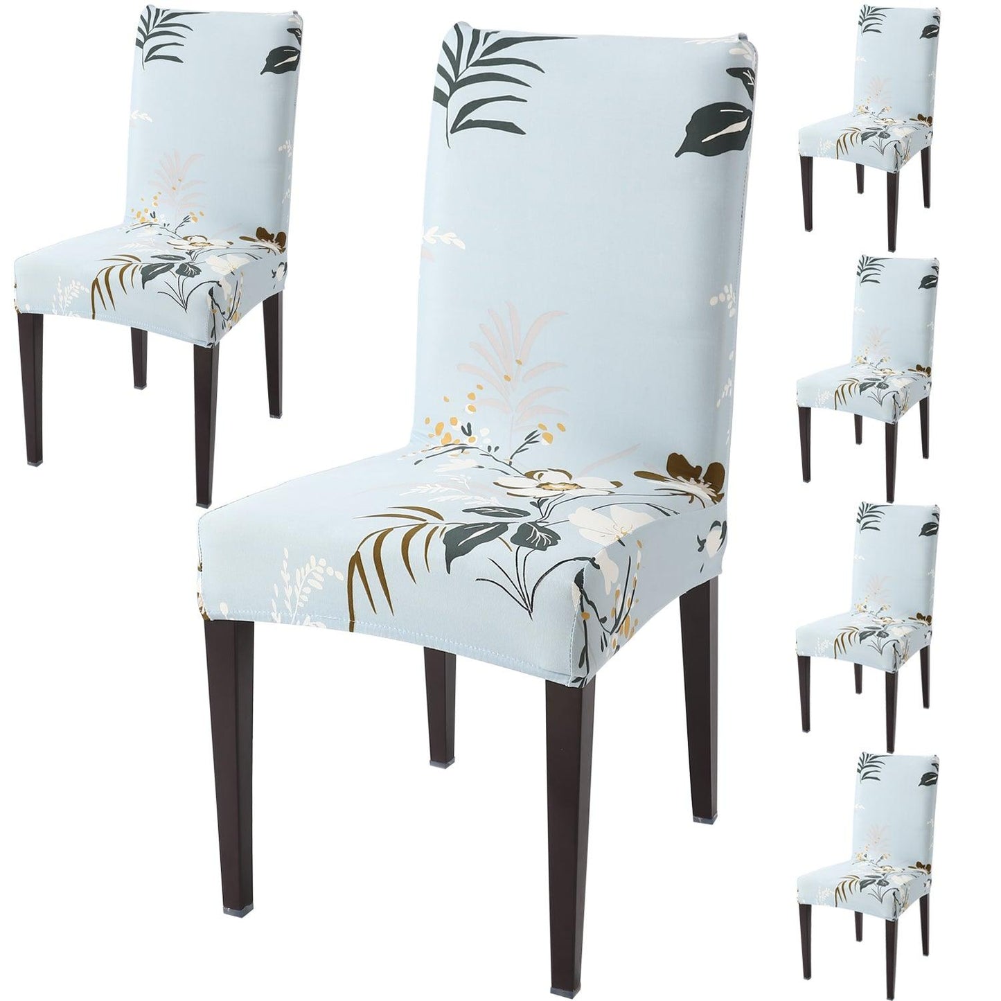 Pastel Blue Flowers dining chair covers set of 6