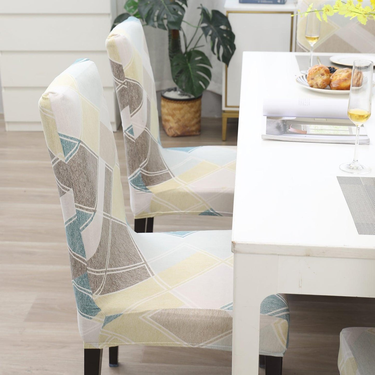 Pastel Diamond print stylish chair cover | Hokipo