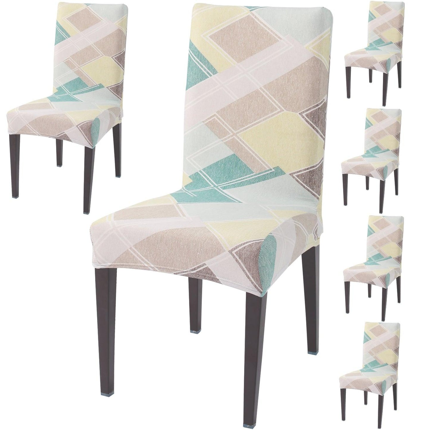 Pastel Diamond print dining chair covers set of 6 | Hokipo