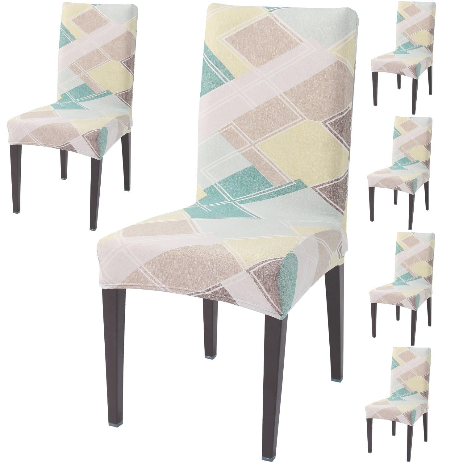 Pastel Diamond print dining chair covers set of 6 | Hokipo