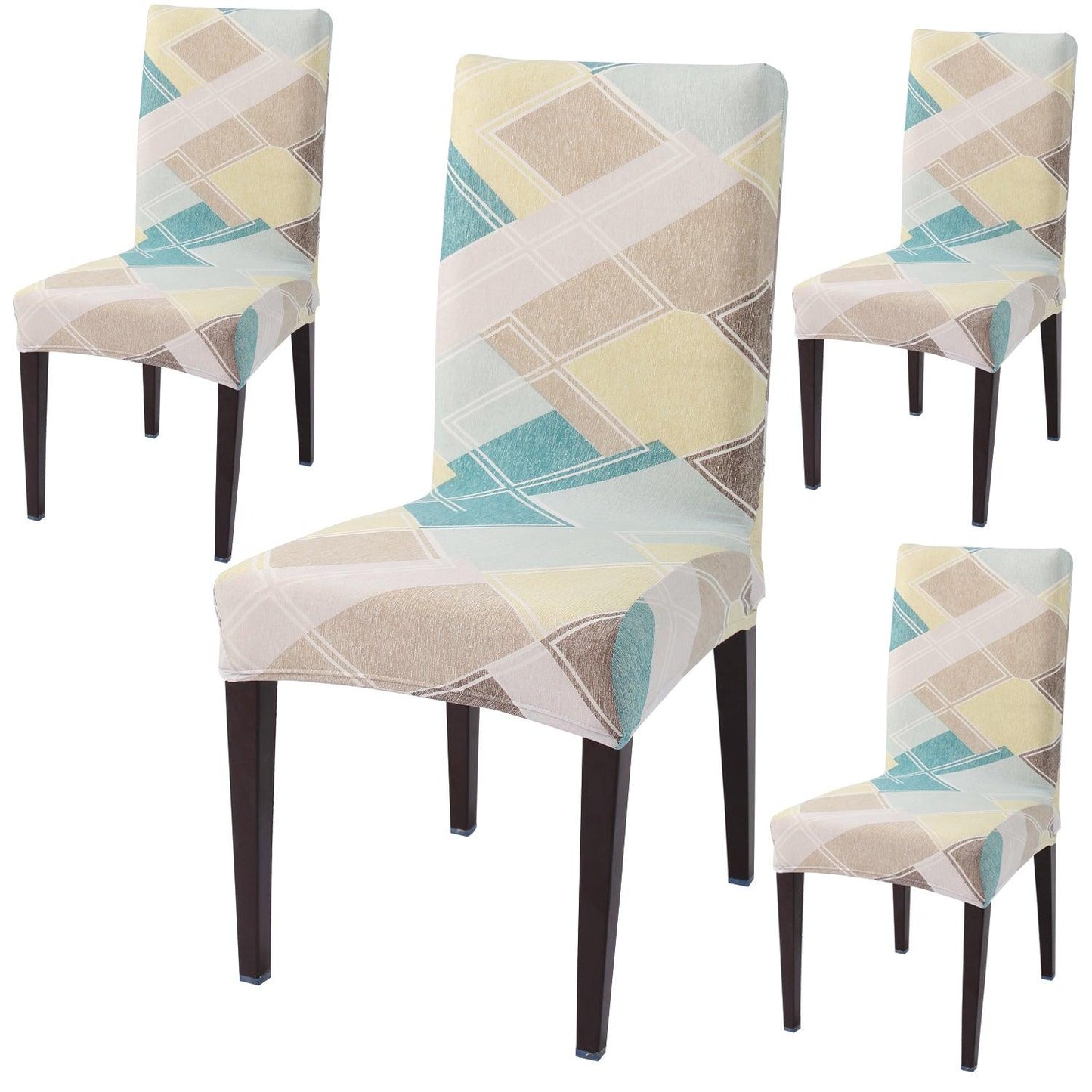 Pastel Diamond print dining chair covers set of 4 | Hokipo