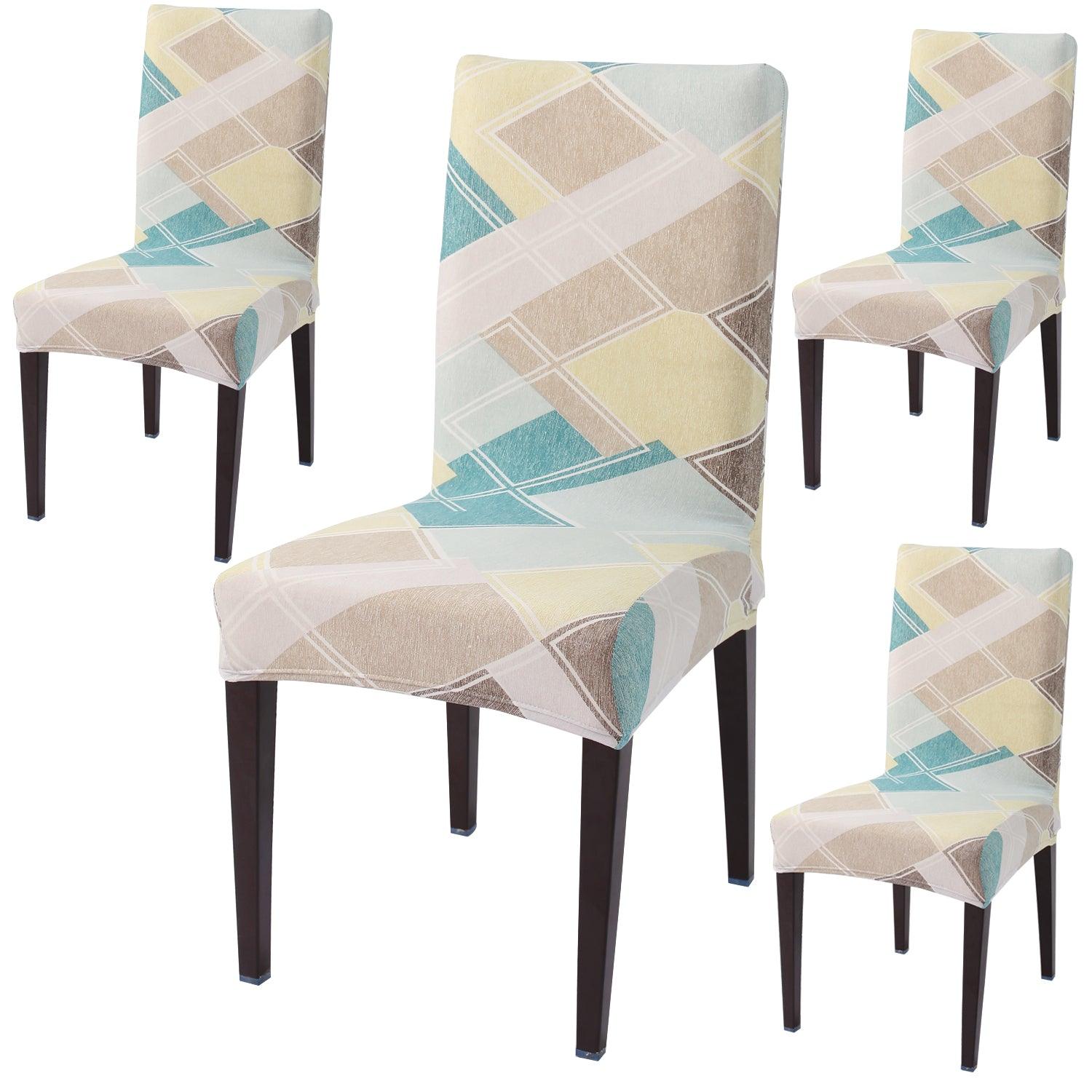 Pastel Diamond print dining chair covers set of 4 | Hokipo