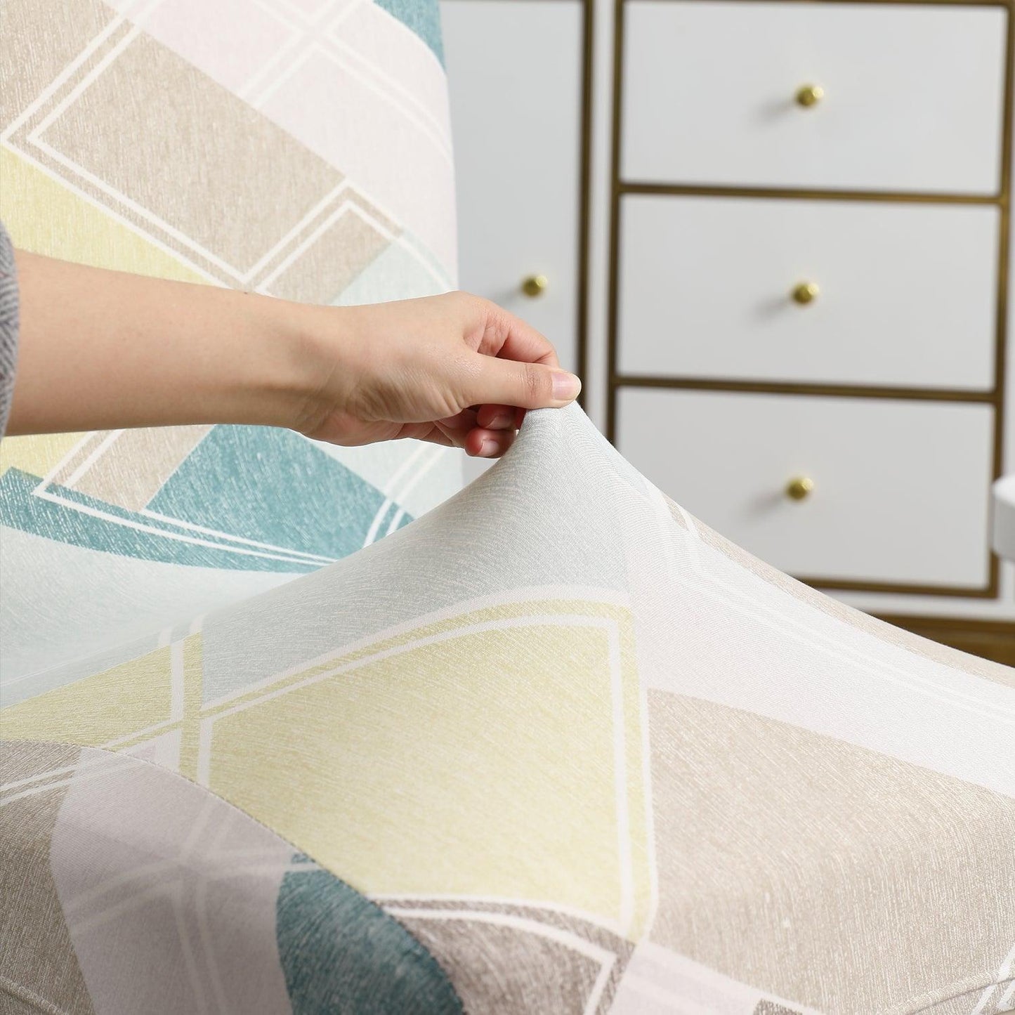 Pastel Diamond print stretchable dining chair covers | Hokipo