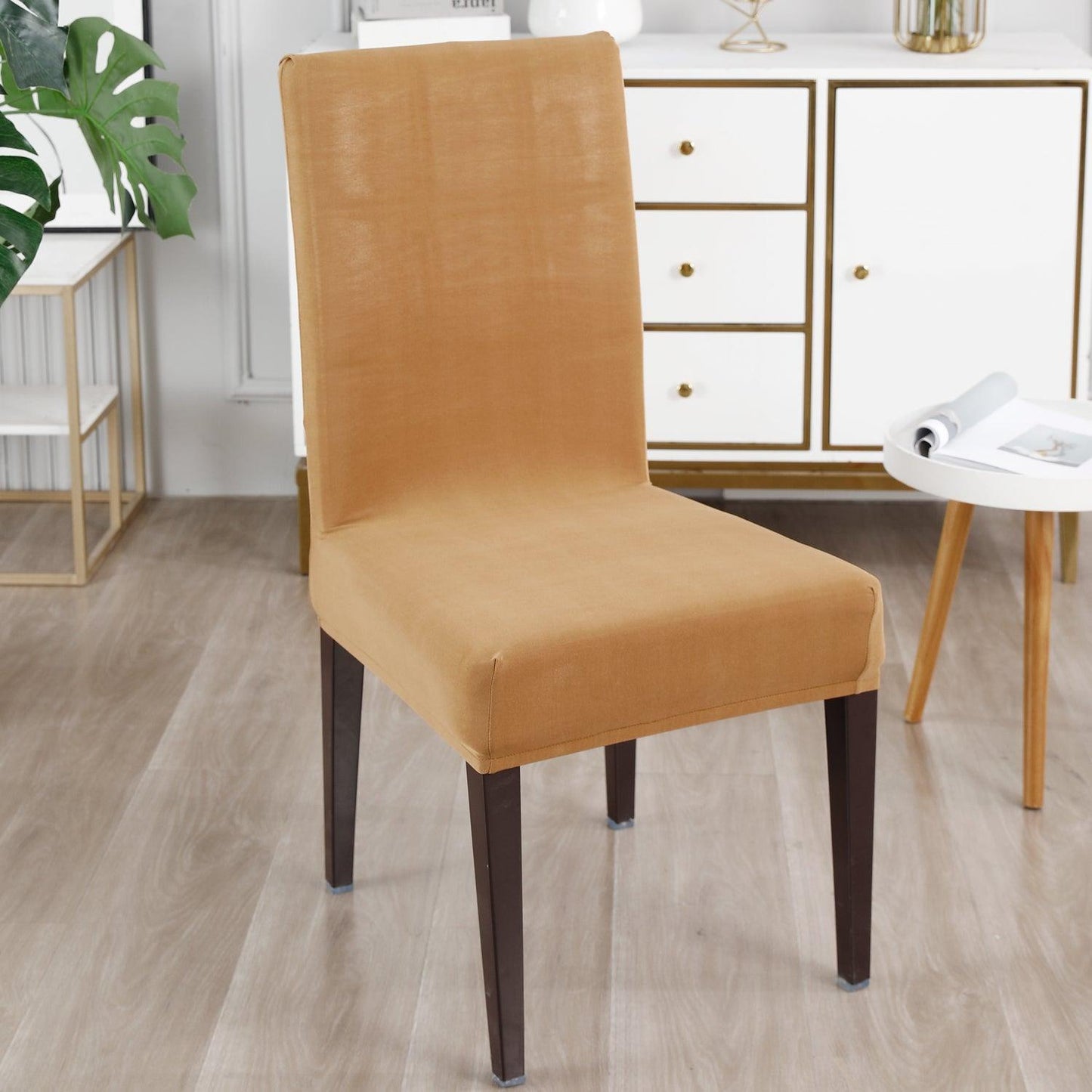 Sand Brown Print chair covers Set