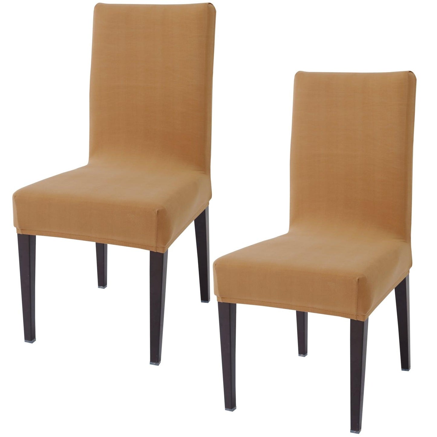 Sand Brown Print elastic chair covers set of 2