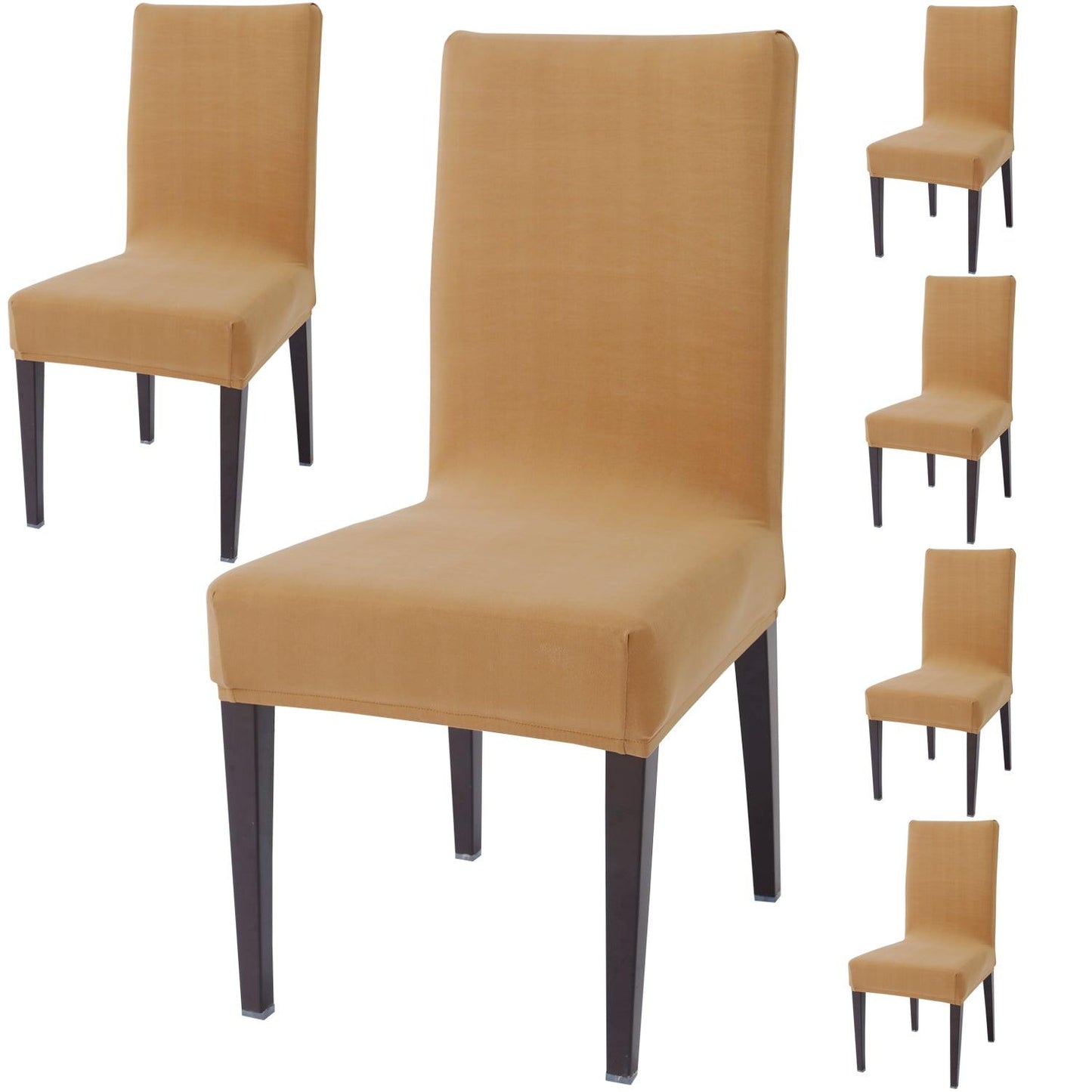 Sand Brown Print dining chair covers set of 6