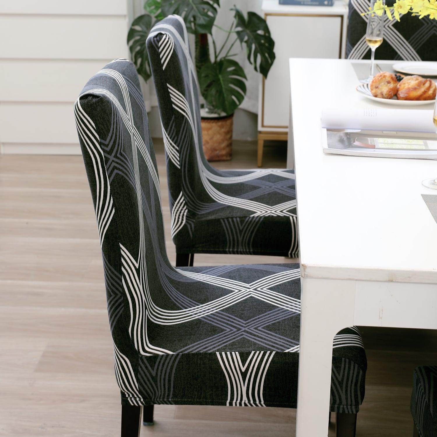 Shadow Grey print stylish chair cover | Hokipo