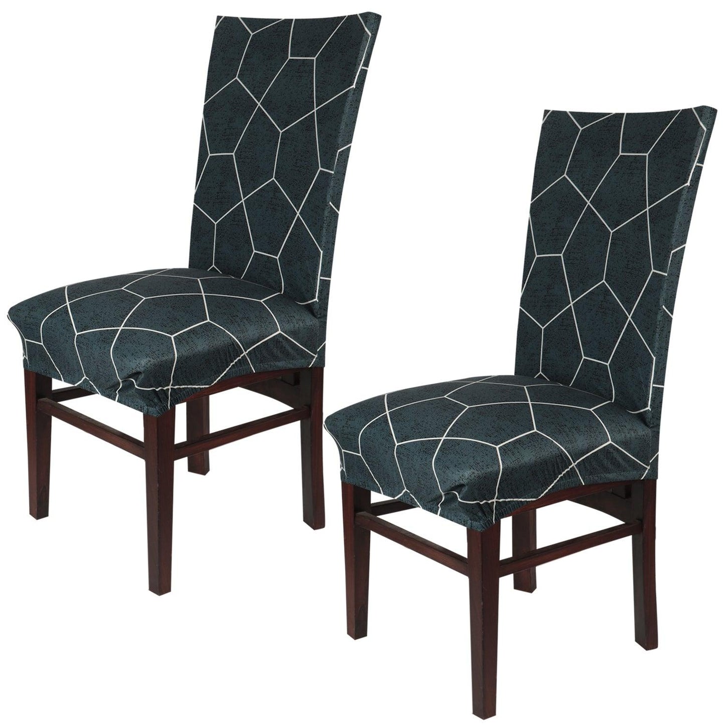 Shadow Grey Pentagon Print elastic chair covers set of 2