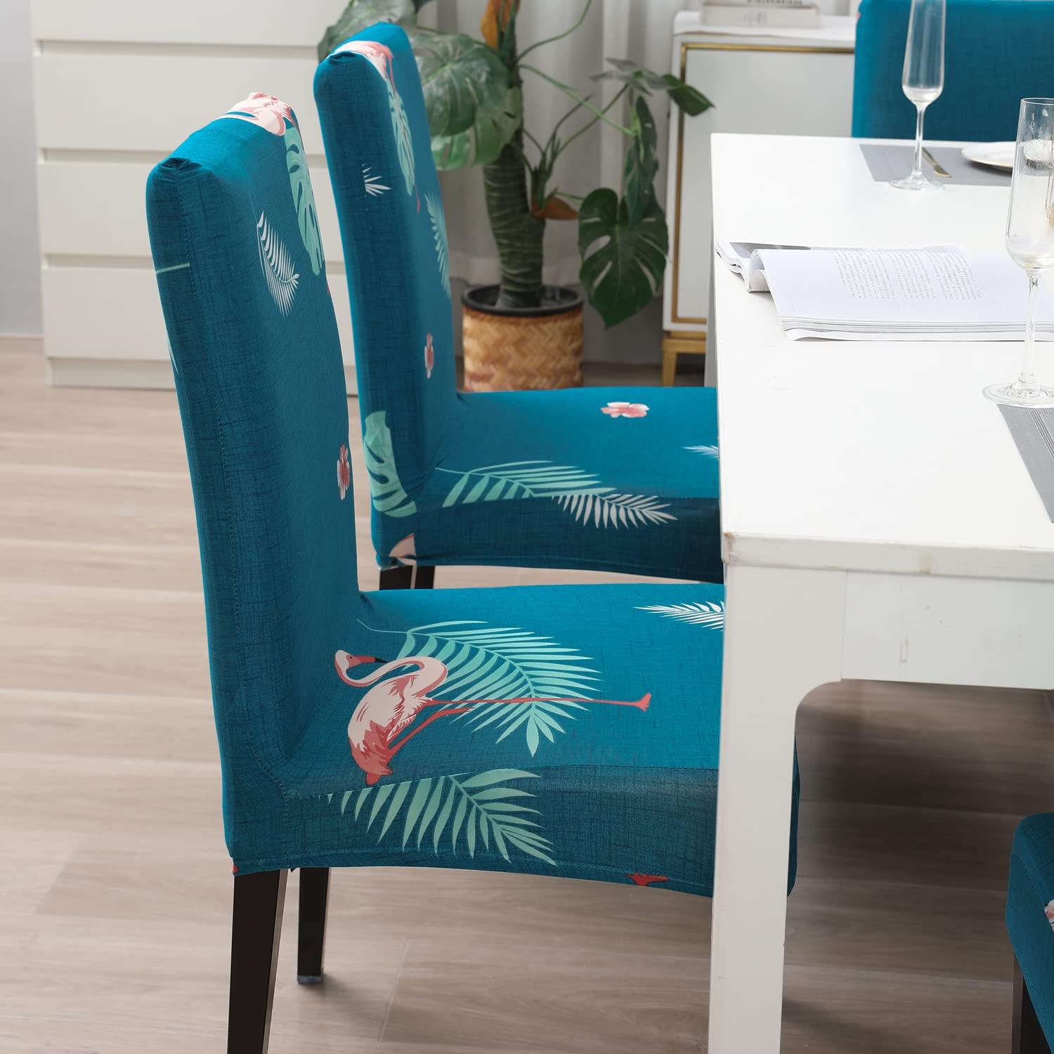 Sky Blue Feather print stylish chair cover | Hokipo