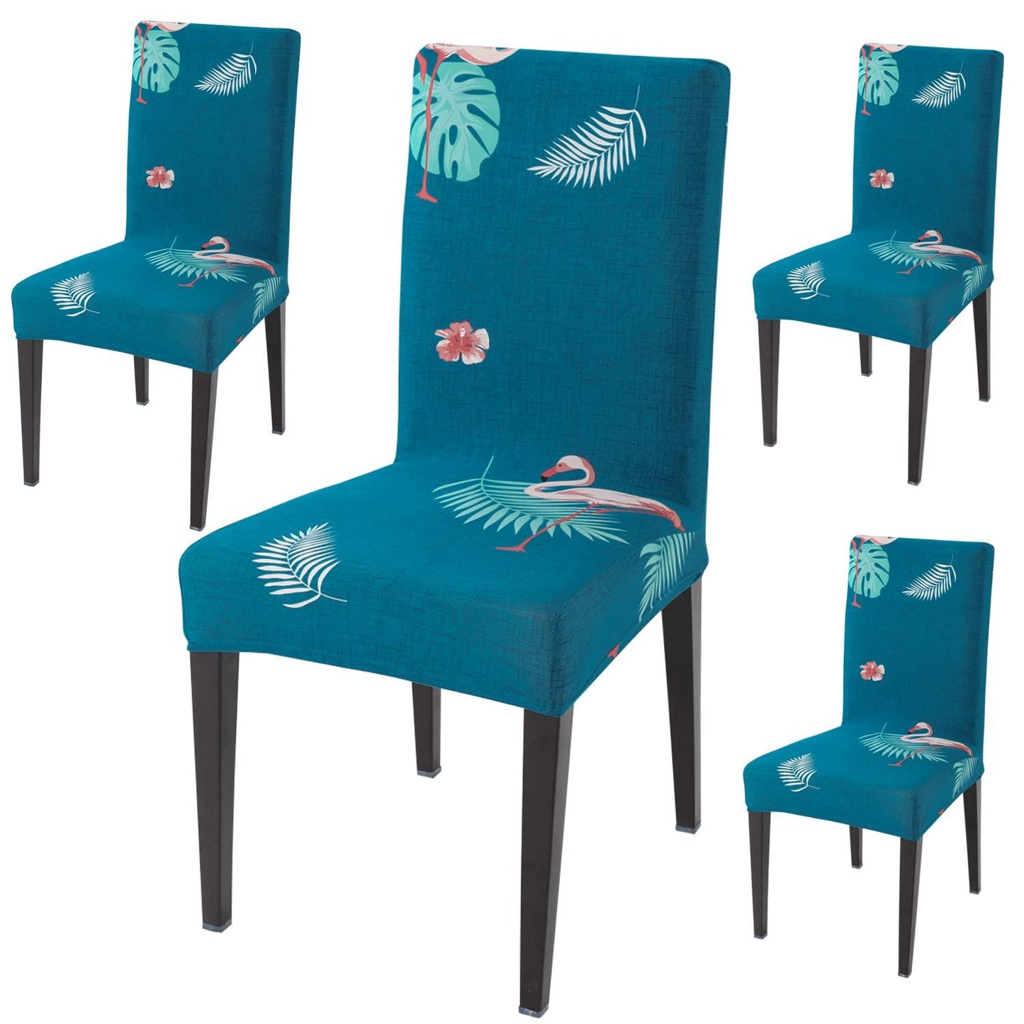 Sky Blue Feather print dining chair covers set of 4 | Hokipo