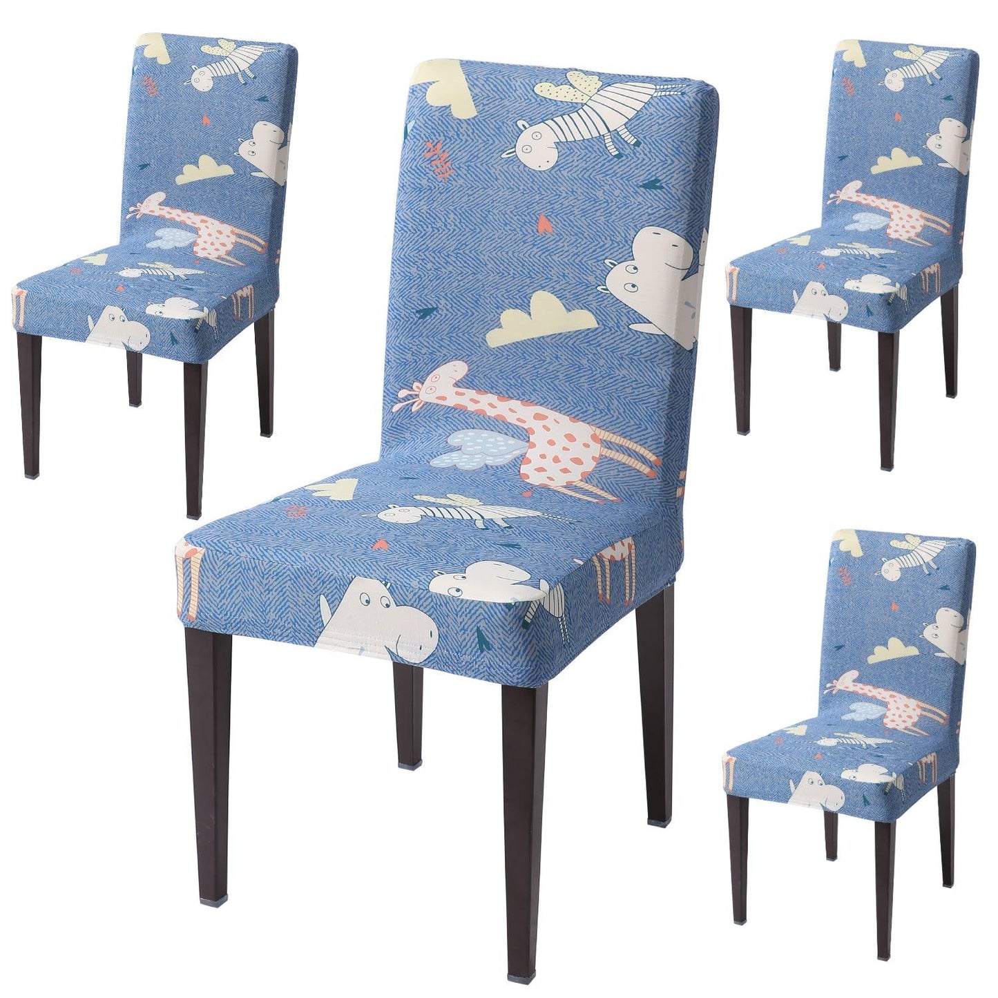 Sky Blue Happy Animals dining chair covers set of 4