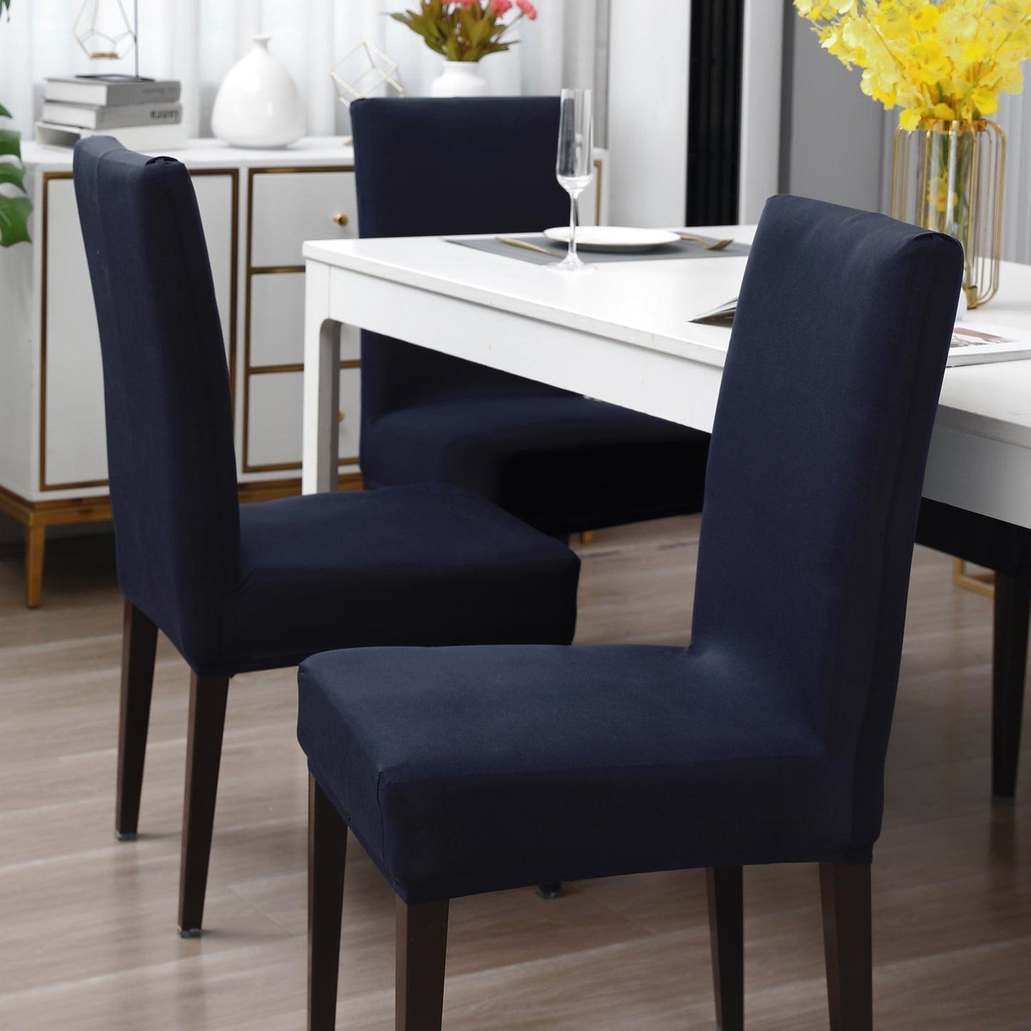 Space Blue Print dining table chair covers