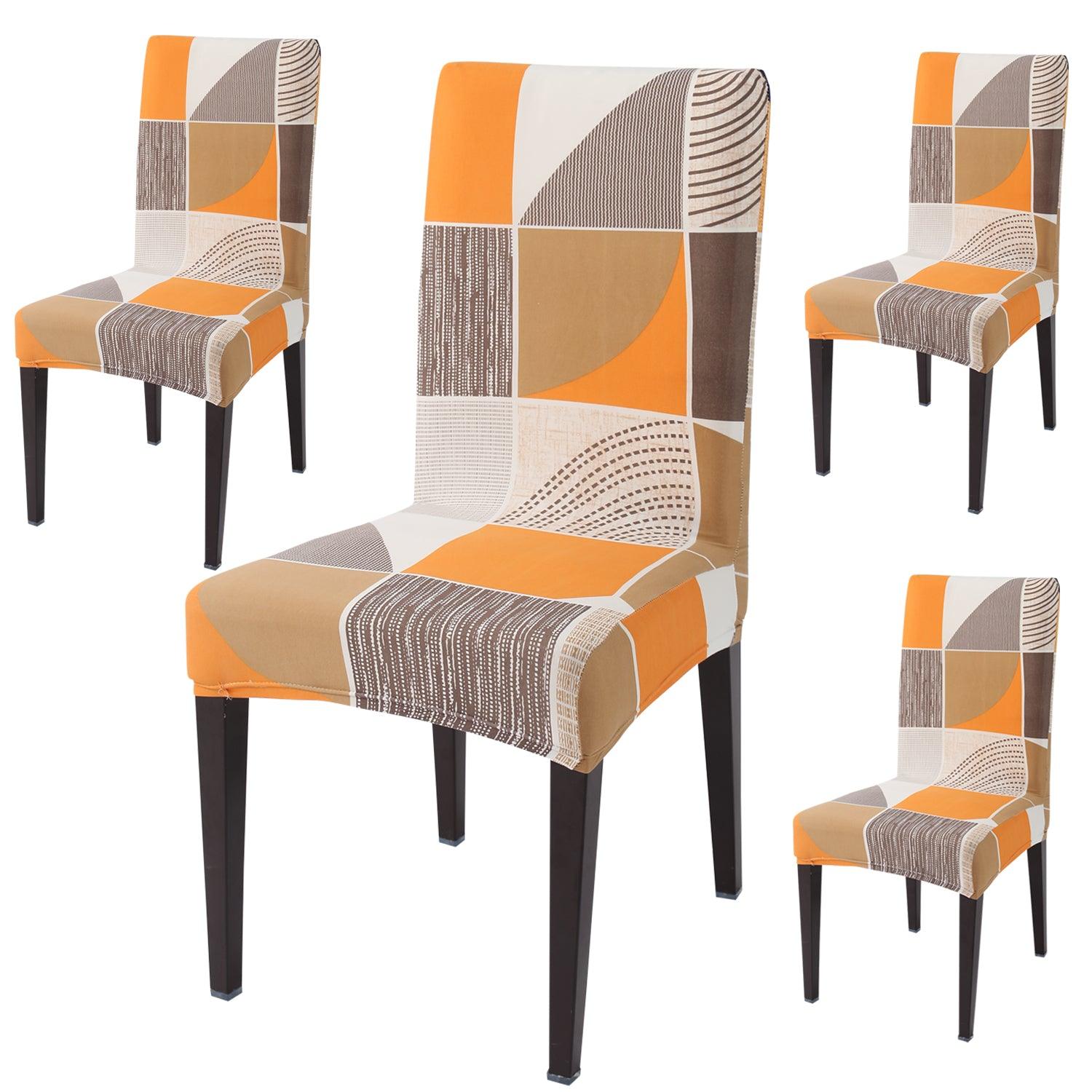 Square Abstract print dining chair covers set of 4 | Hokipo