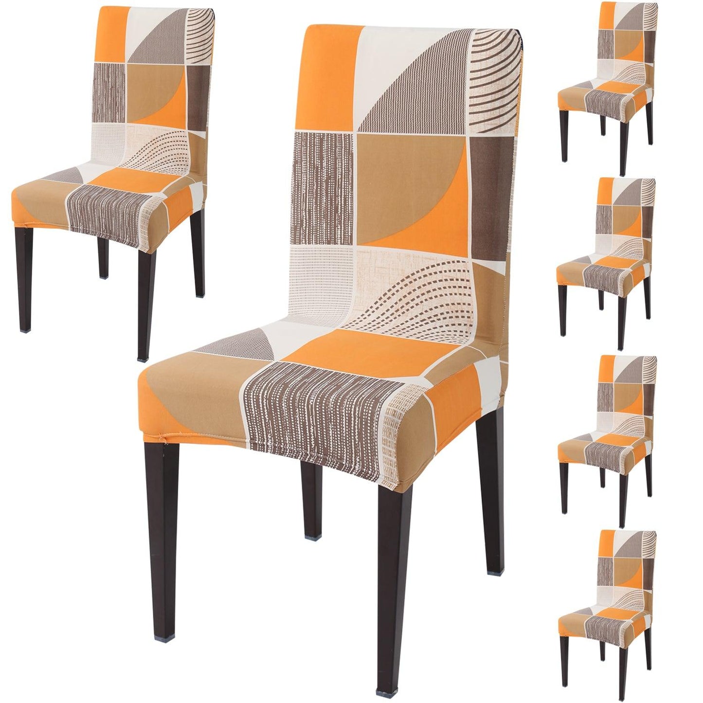 Square Abstract print dining chair covers set of 6 | Hokipo