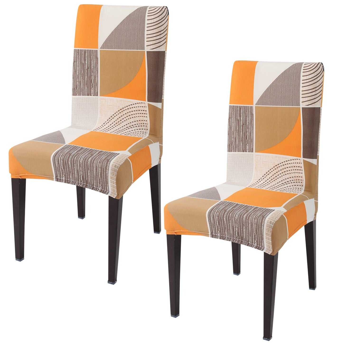 Square Abstract print elastic chair covers set of 2 | Hokipo