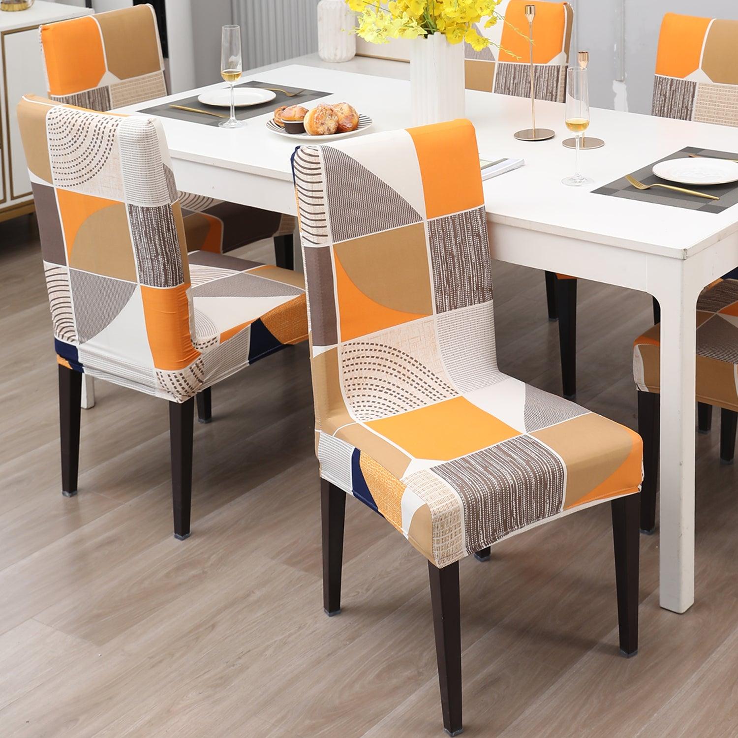 Square Abstract print chair covers for dining chairs | Hokipo