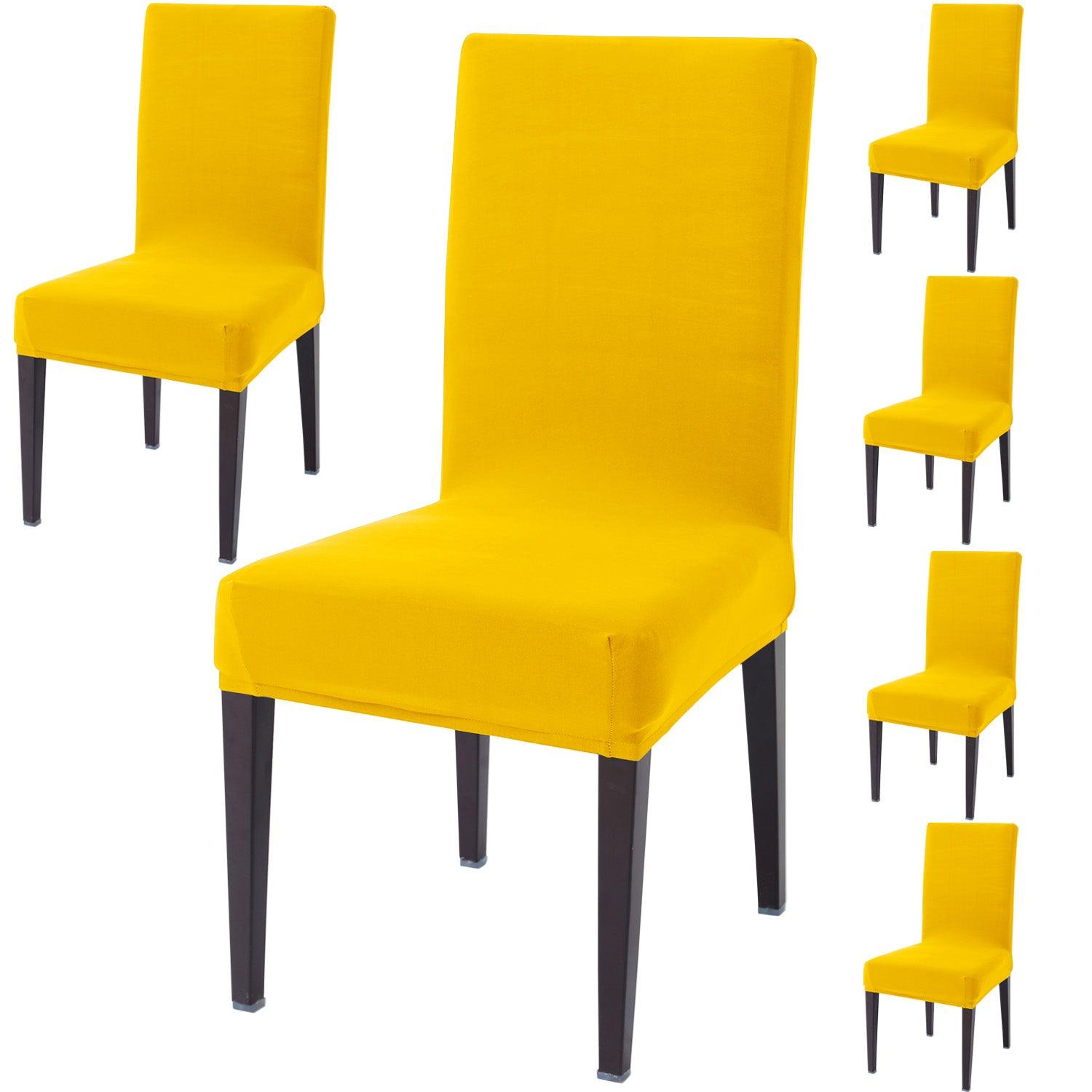 Sunny Yellow Print dining chair covers set of 6