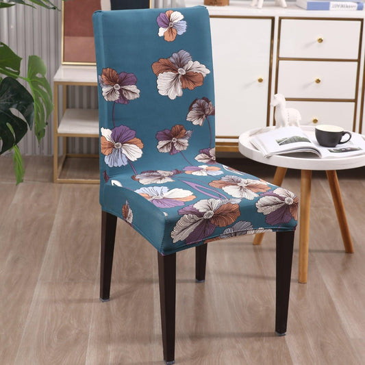 Teal Blue Dragon Hibiscus print chair covers Set | Hokipo