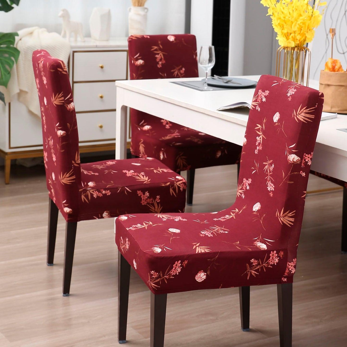Wine Leaf dining table chair covers