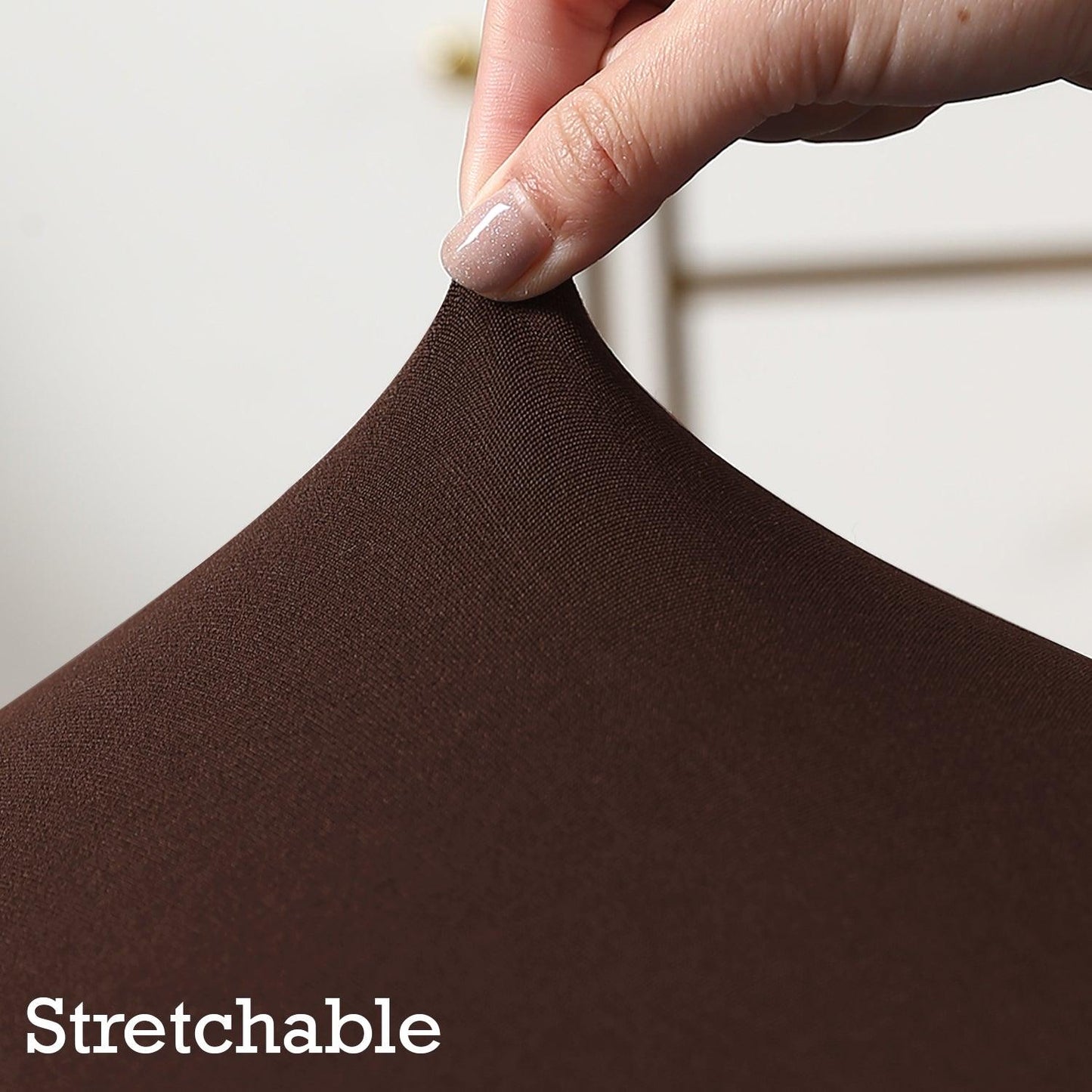 Elastic Stretchable Dining Chair Cover with Frill, Chocolate Brown - HOKIPO | Har Ghar ka Humsafar