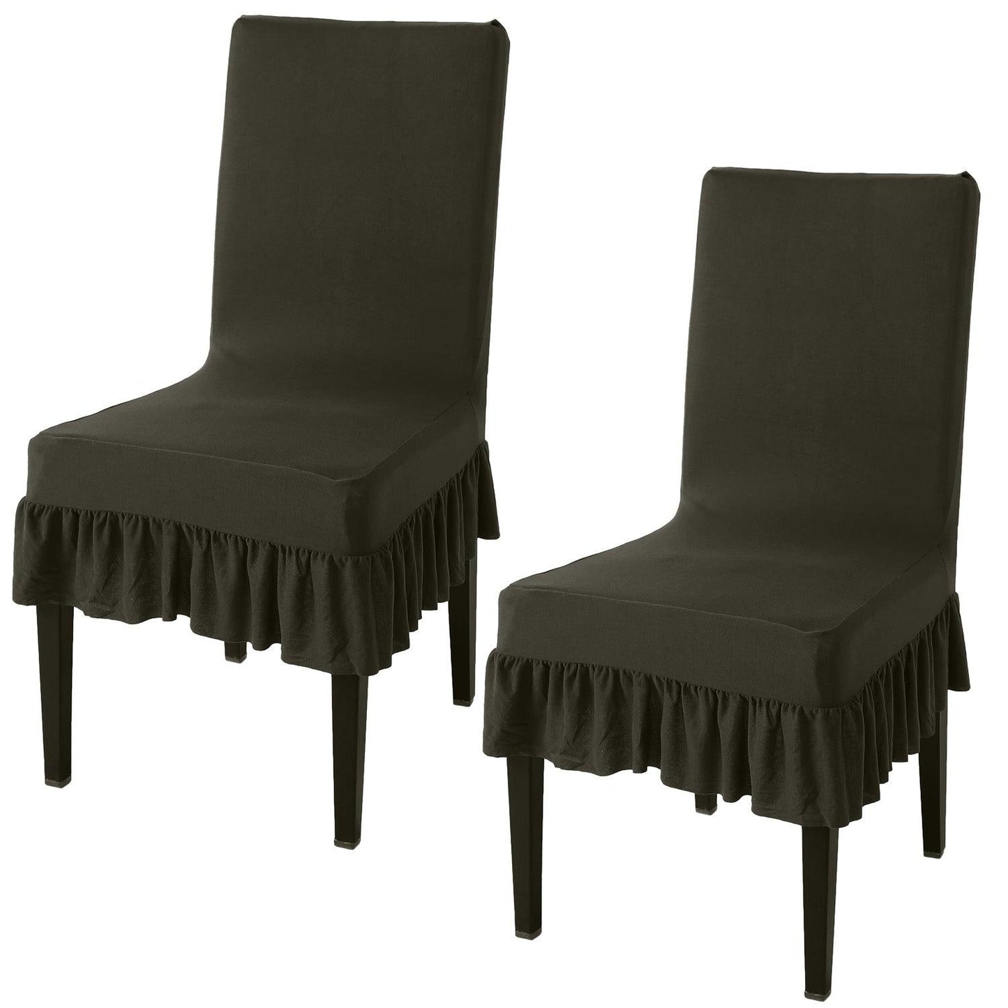 Elastic Stretchable Dining Chair Cover with Frill, Juniper Green - HOKIPO | Har Ghar ka Humsafar