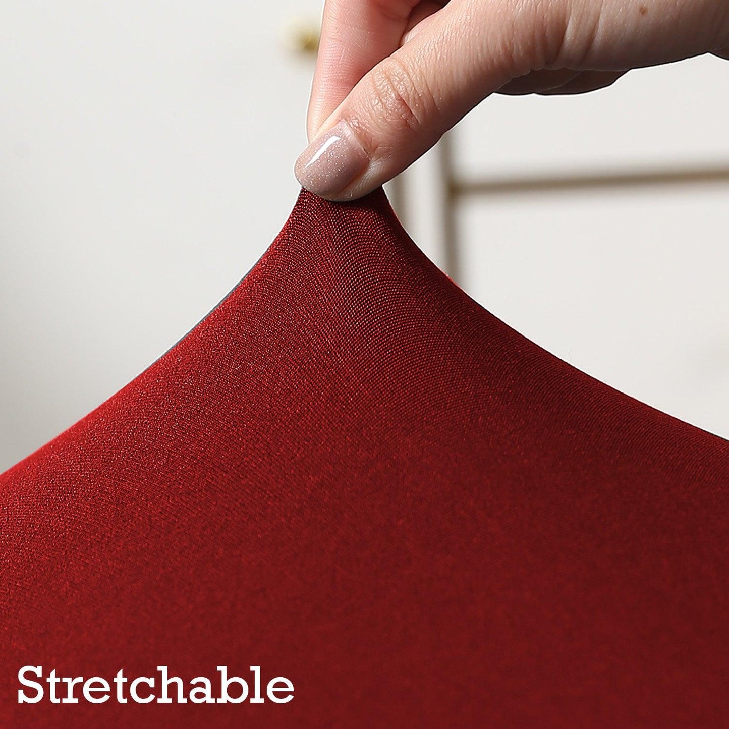 Elastic Stretchable Dining Chair Cover with Frill, Scarlet Red - HOKIPO | Har Ghar ka Humsafar
