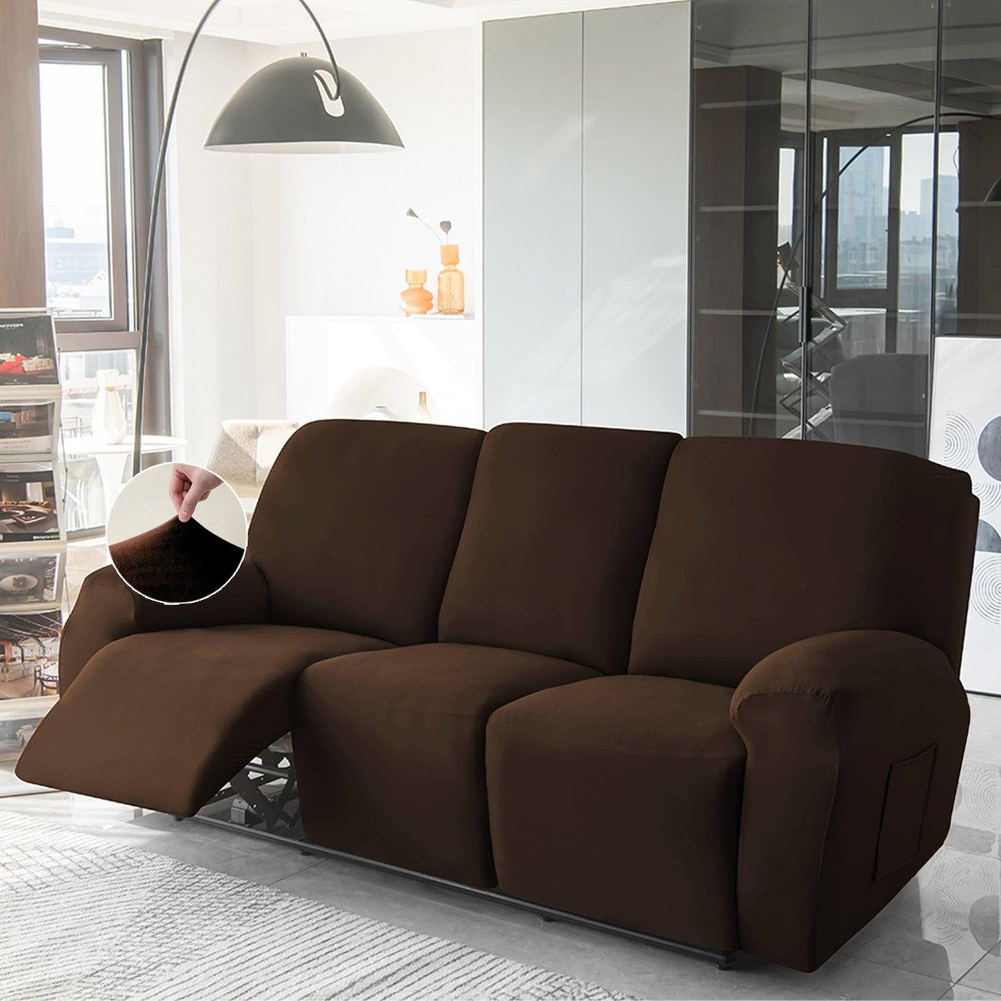 Buy 3 seater Brown Colour elastic stretchable velvet recliner sofa covers
