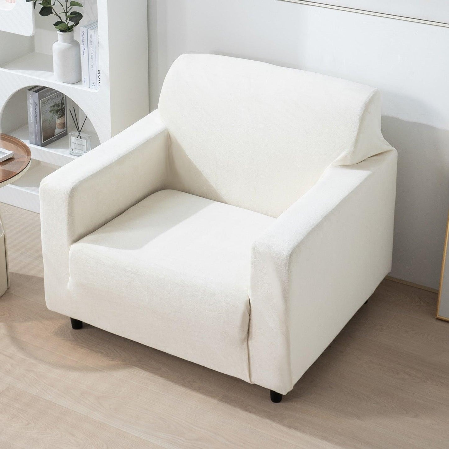 single seater Beige elastic velvet sofa covers
