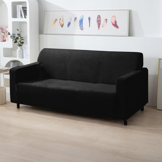 3 seater Black stretchable velvet sofa covers