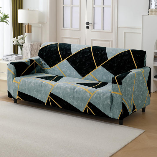 Abstract Geometry Print elastic 3 seater sofa covers