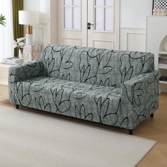 Intense Grey Abstract Floral elastic 3 seater sofa covers