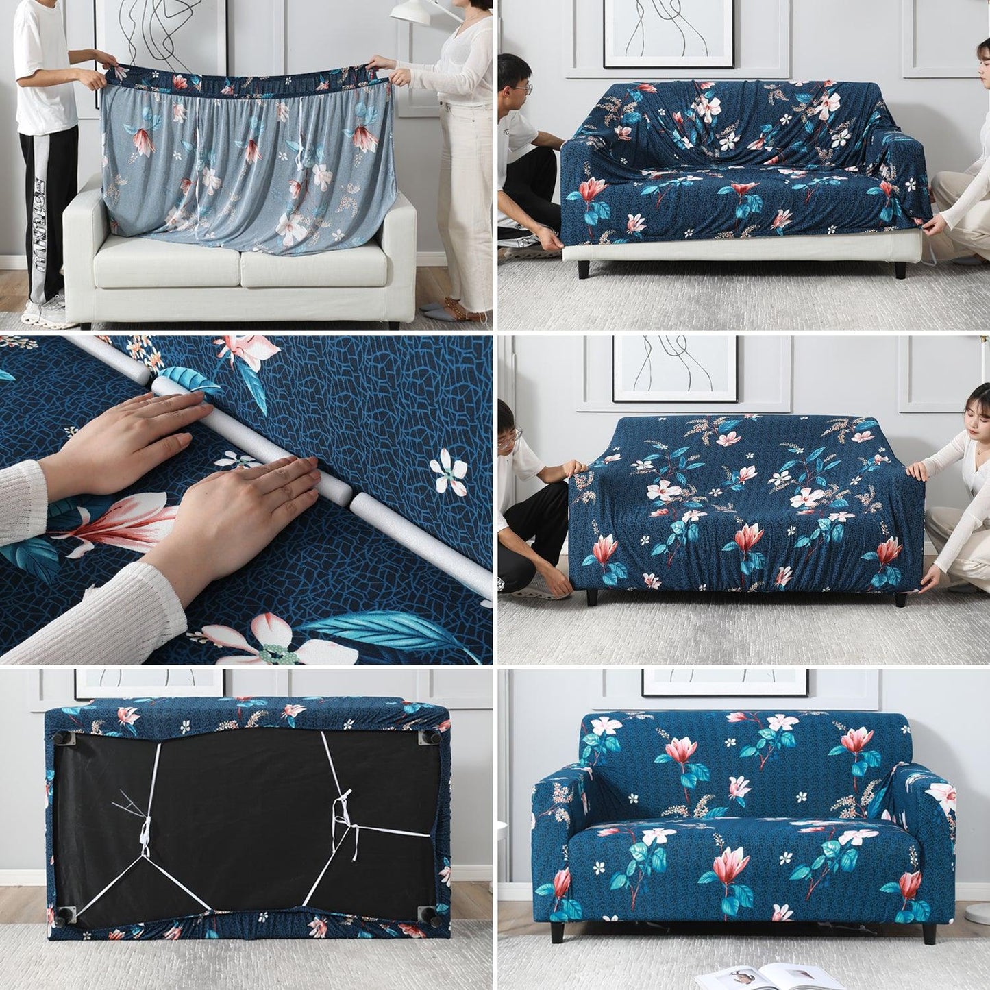 Guide on how to put an elastic sofa cover set