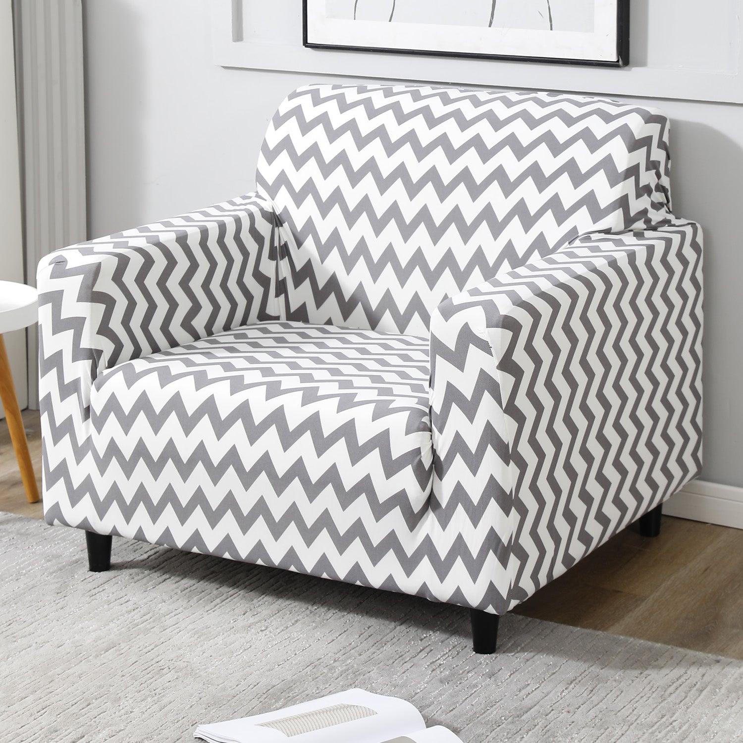 Grey Chevron stretchable single sofa cover