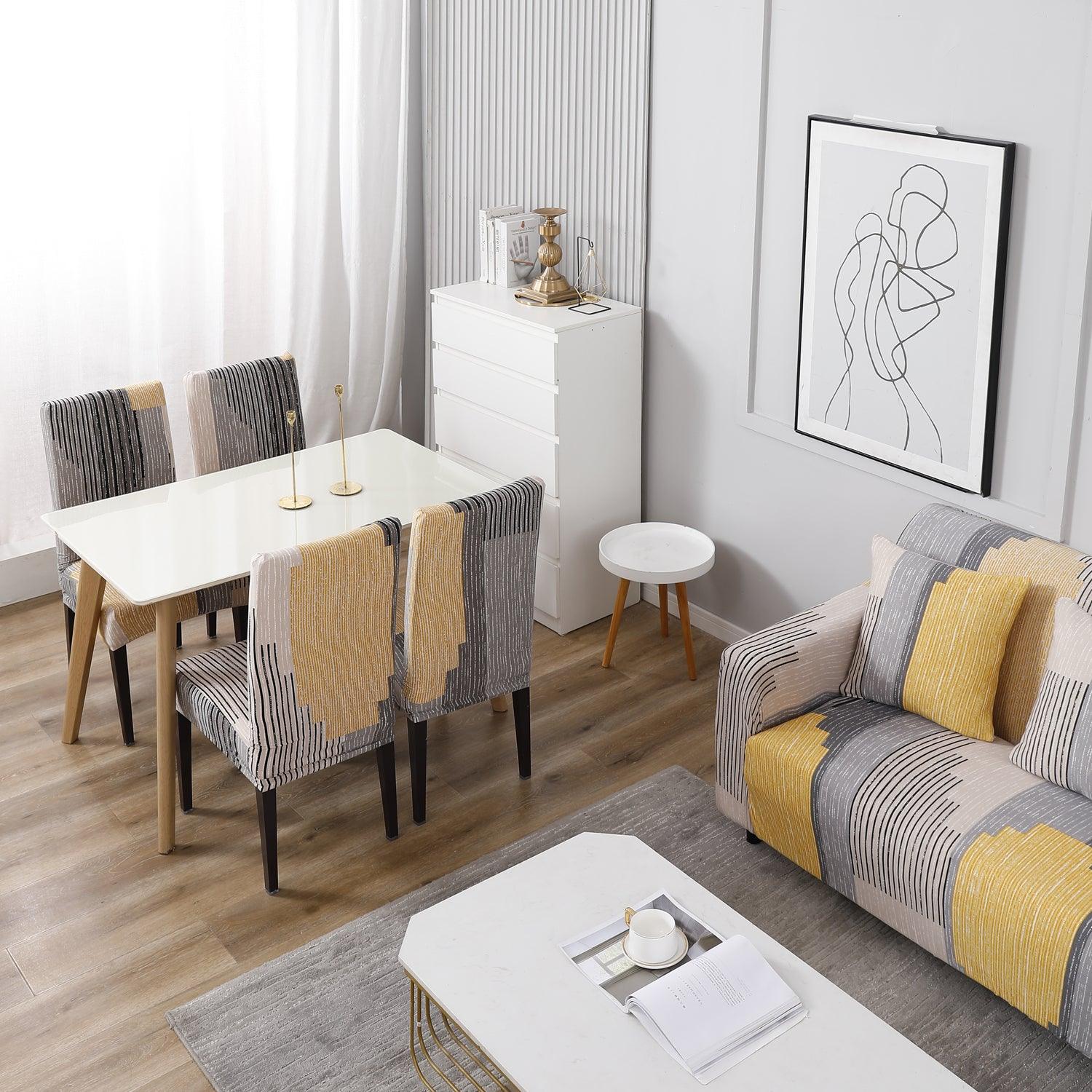 Buy Multicolor Linear Lines printed Matching elastic covers for chairs and sofas