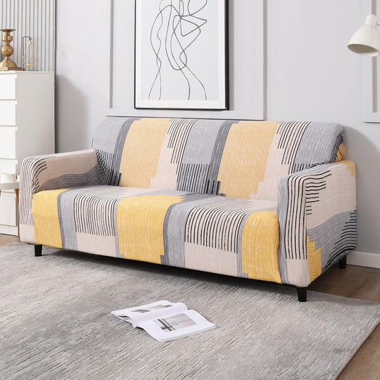 Multicolor Linear Lines elastic 3 seater sofa covers