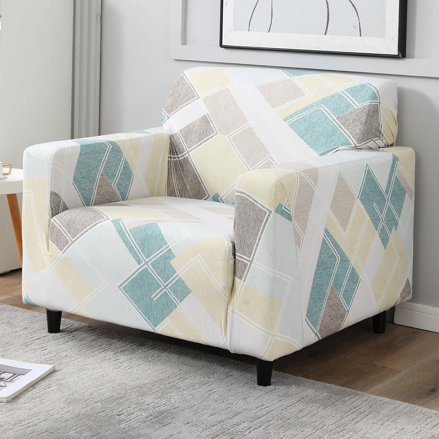 Pastel Diamond stretchable single sofa cover