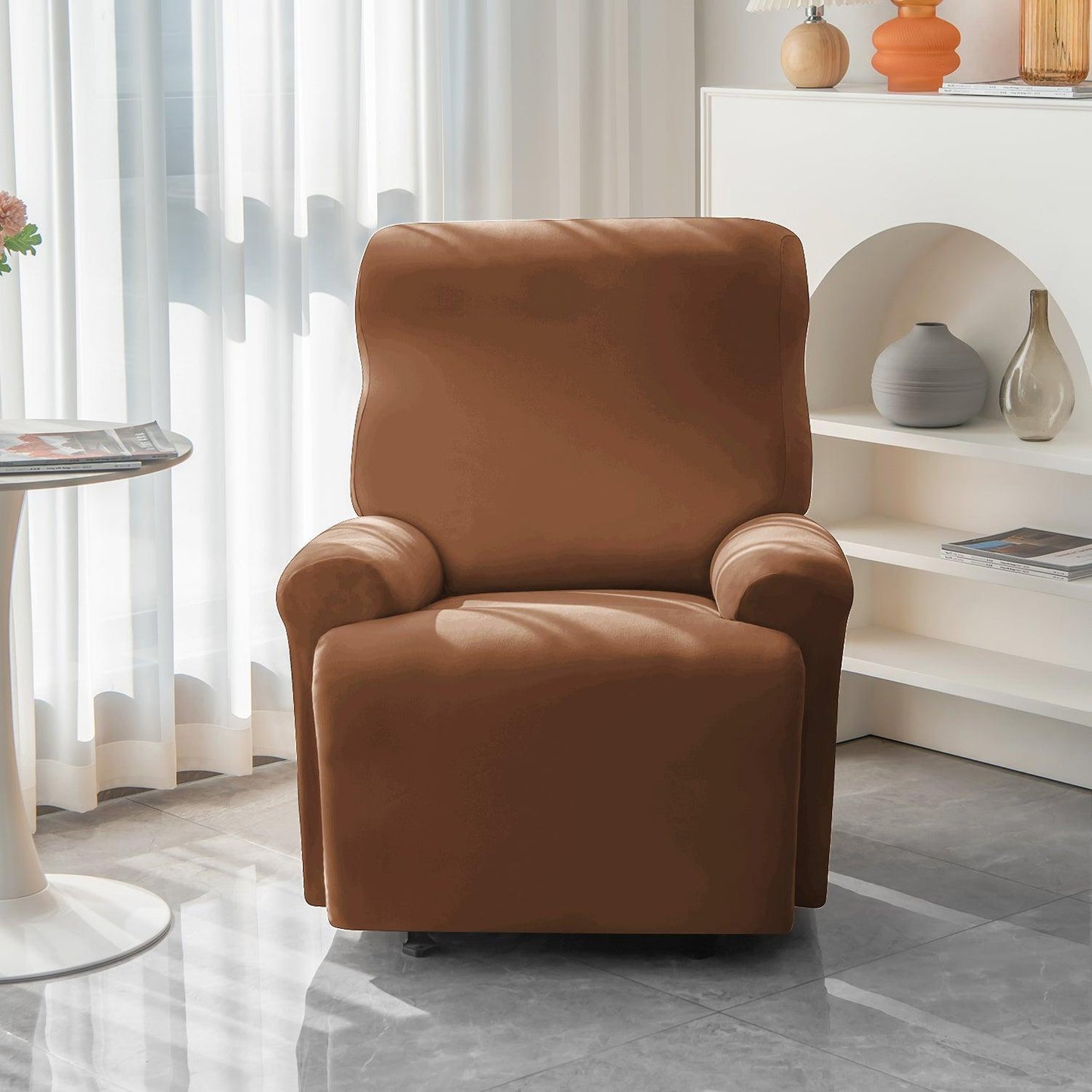 Buy Brown Colour elastic full fitted recliner chair covers