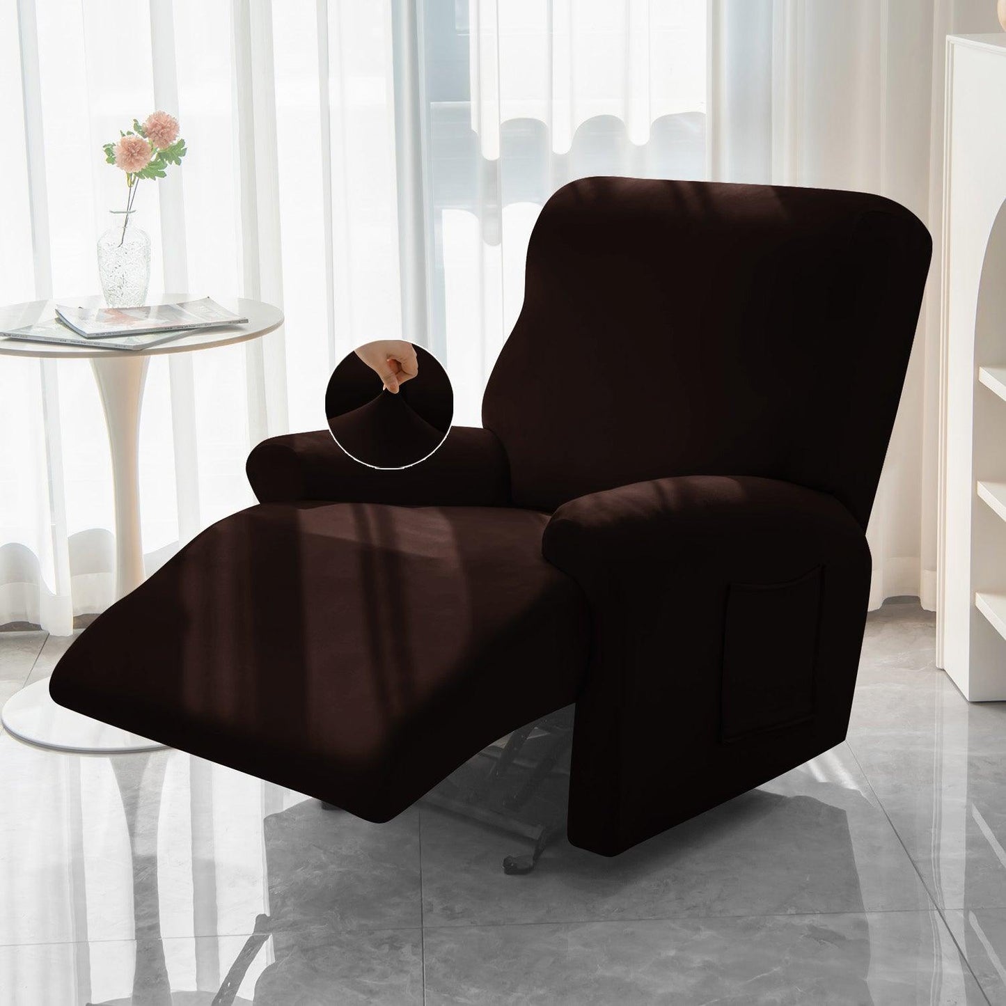 Buy Coffee Colour Elastic stretchable recliner chair covers