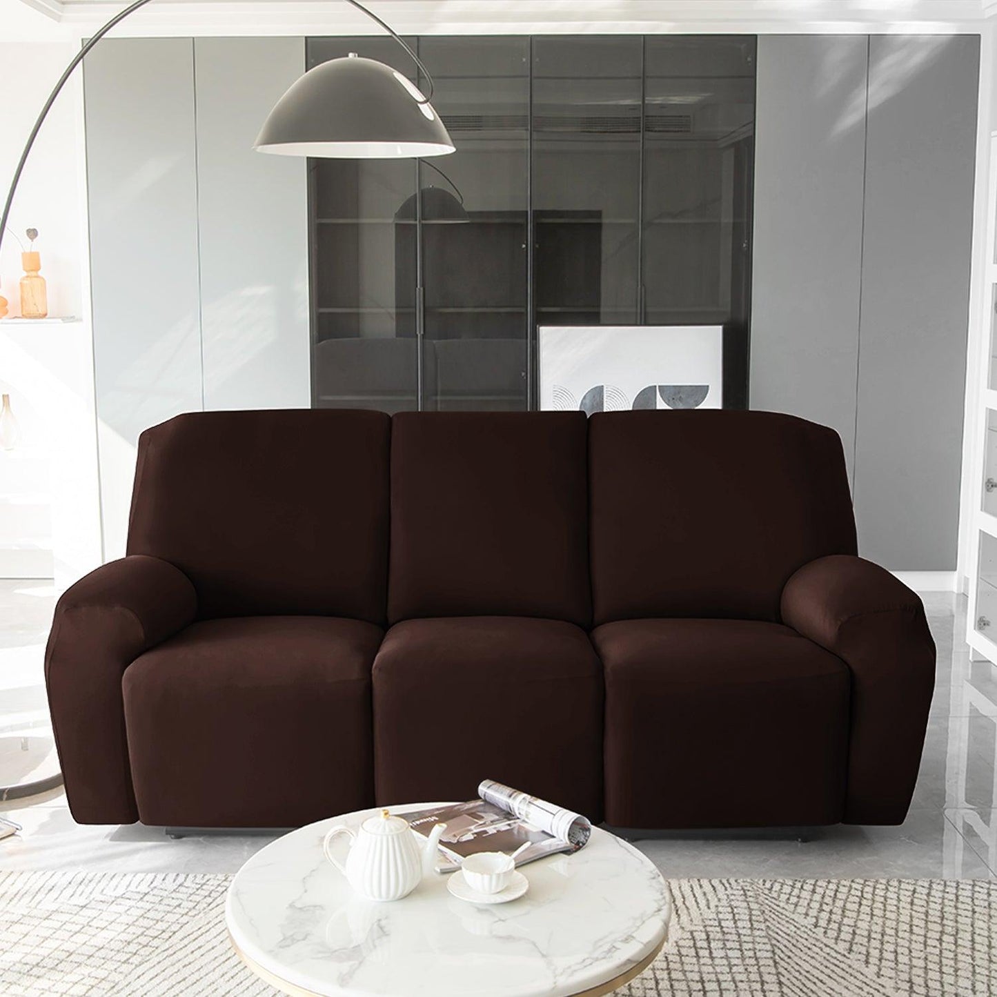 Elastic Stretchable Recliner Sofa Cover, Coffee - HOKIPO | Har Ghar ka Humsafar